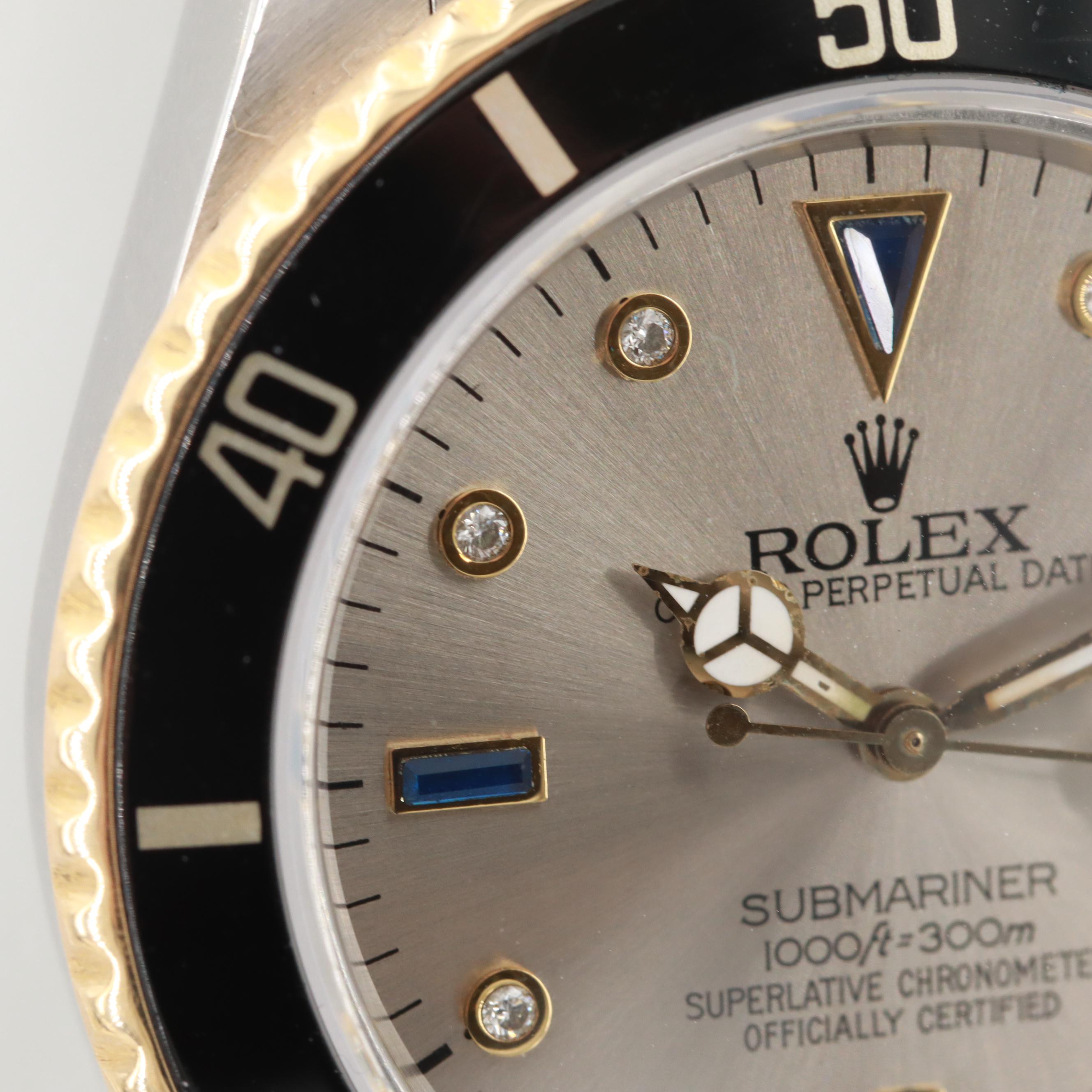 Rolex Submariner Two-Tone Watch With Aftermarket Diamond Dial, 1988