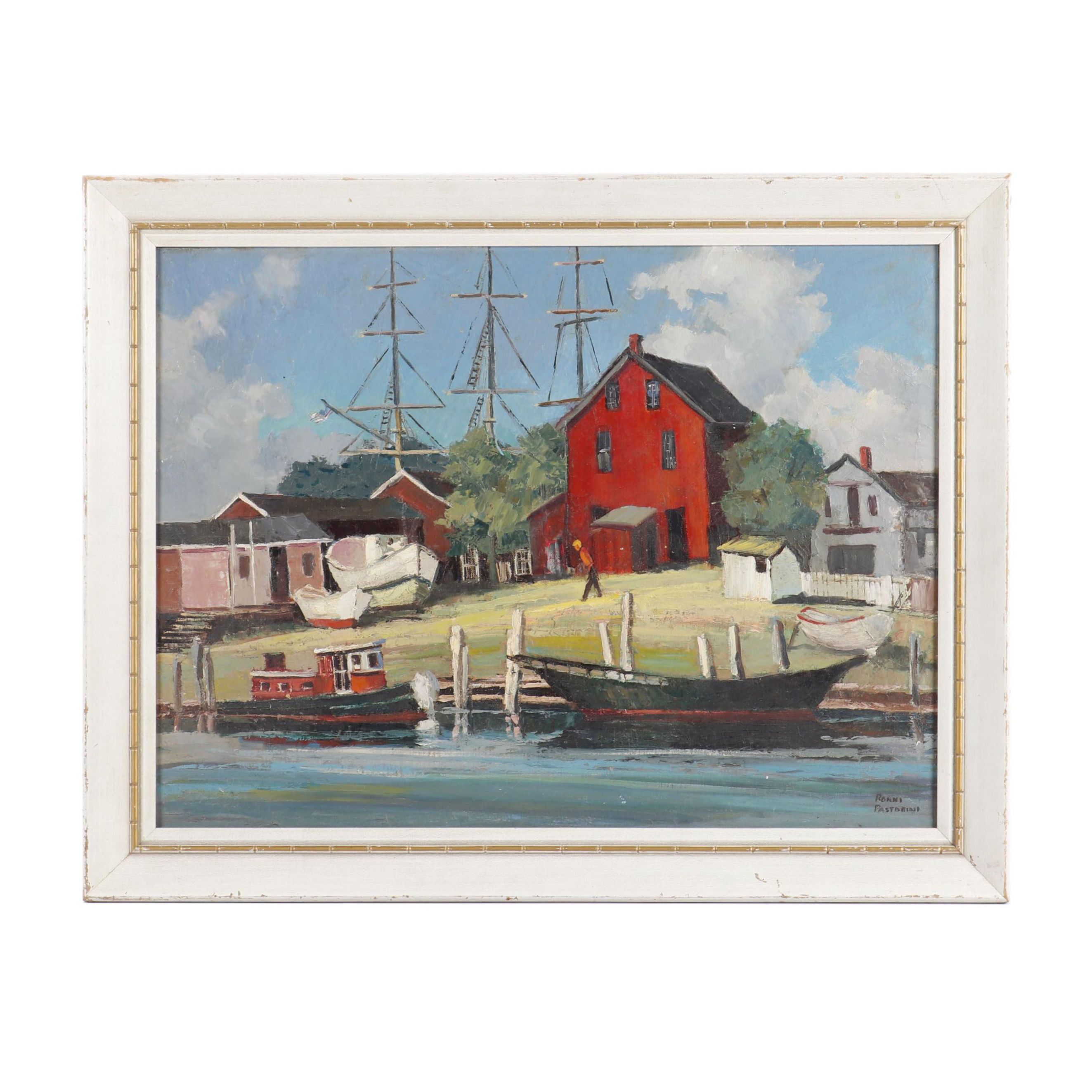 Ronni Pastorini Oil Painting "Old Seaport"
