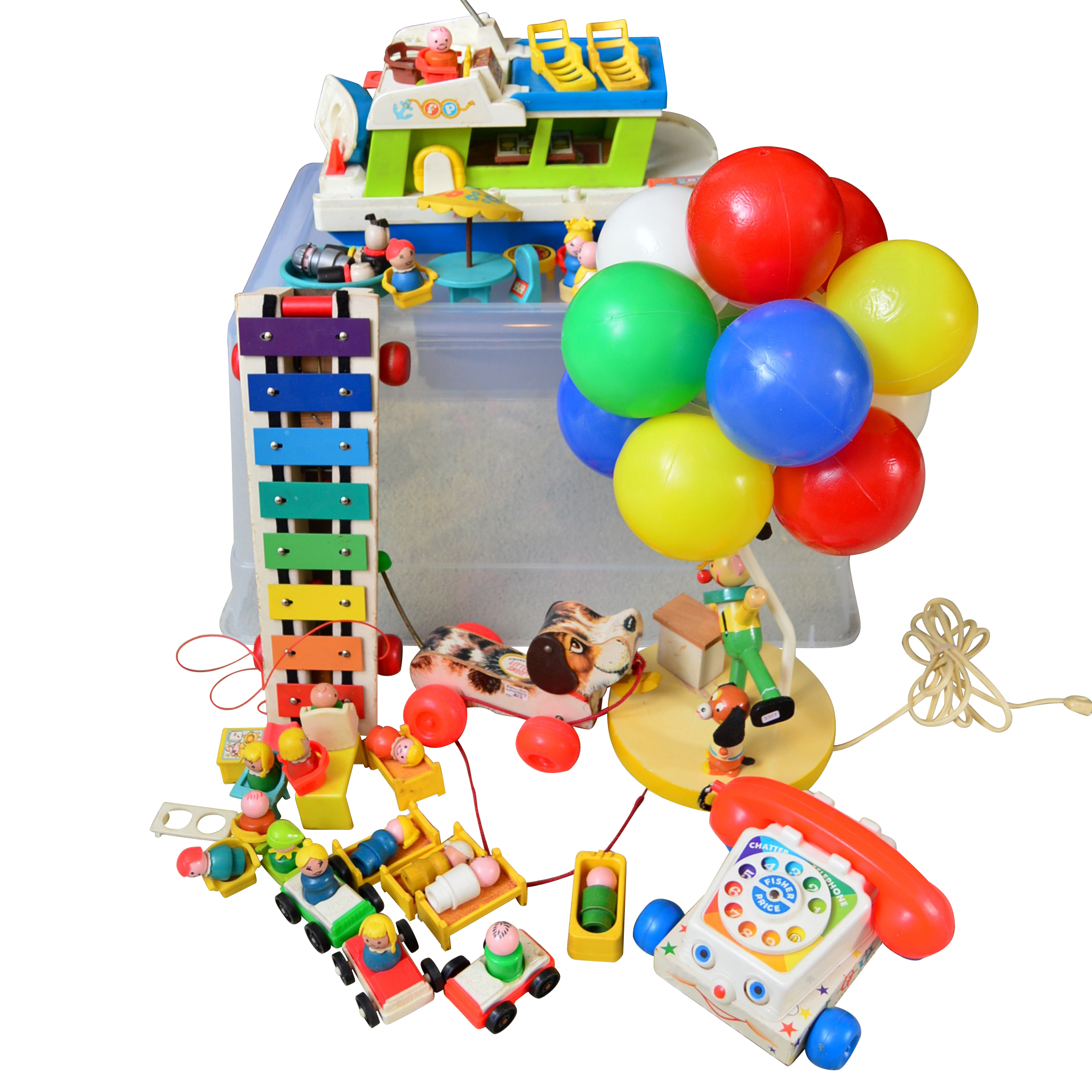 Vintage Fisher-Price Toys with Child's Lamp