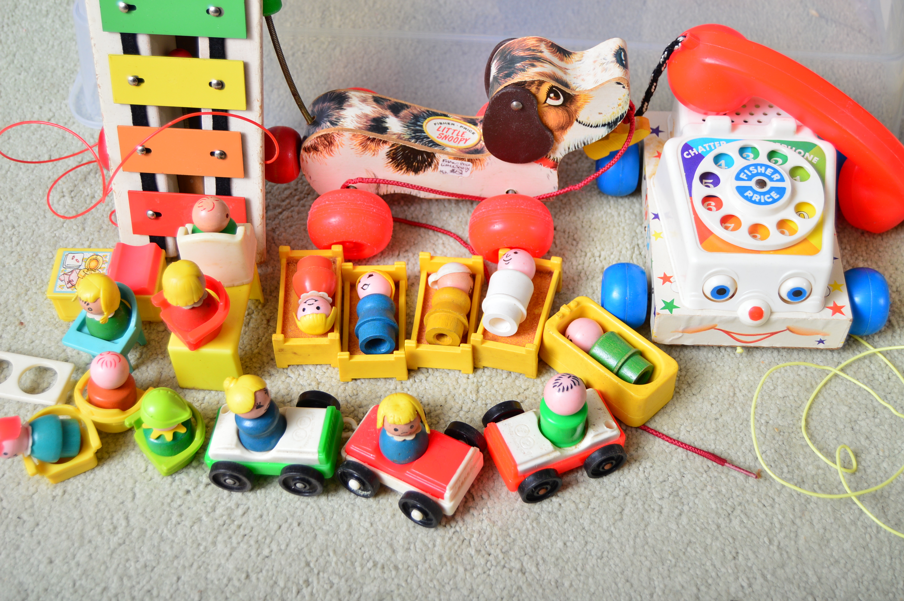 Vintage Fisher-Price Toys with Child's Lamp