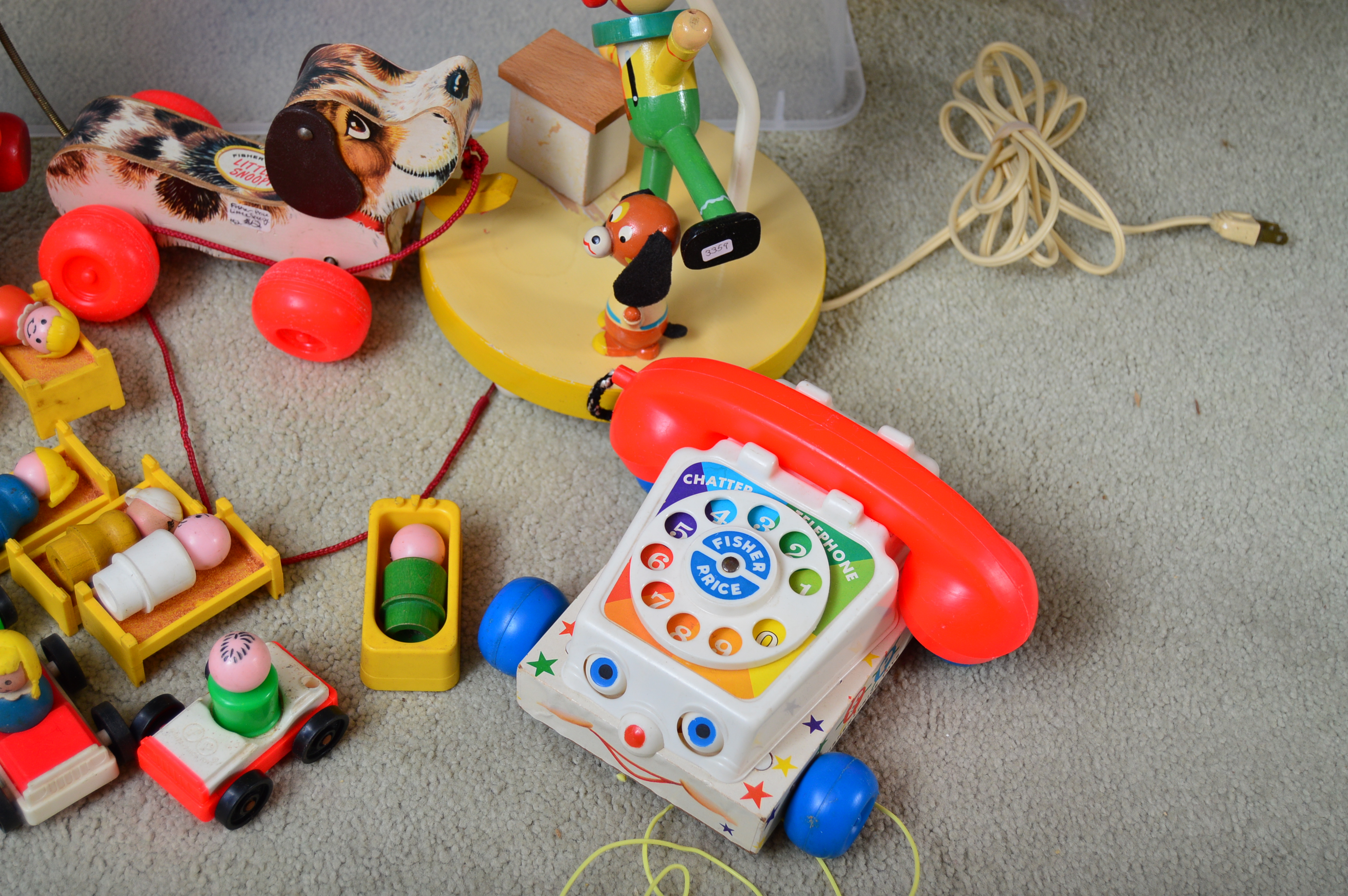 Vintage Fisher-Price Toys with Child's Lamp