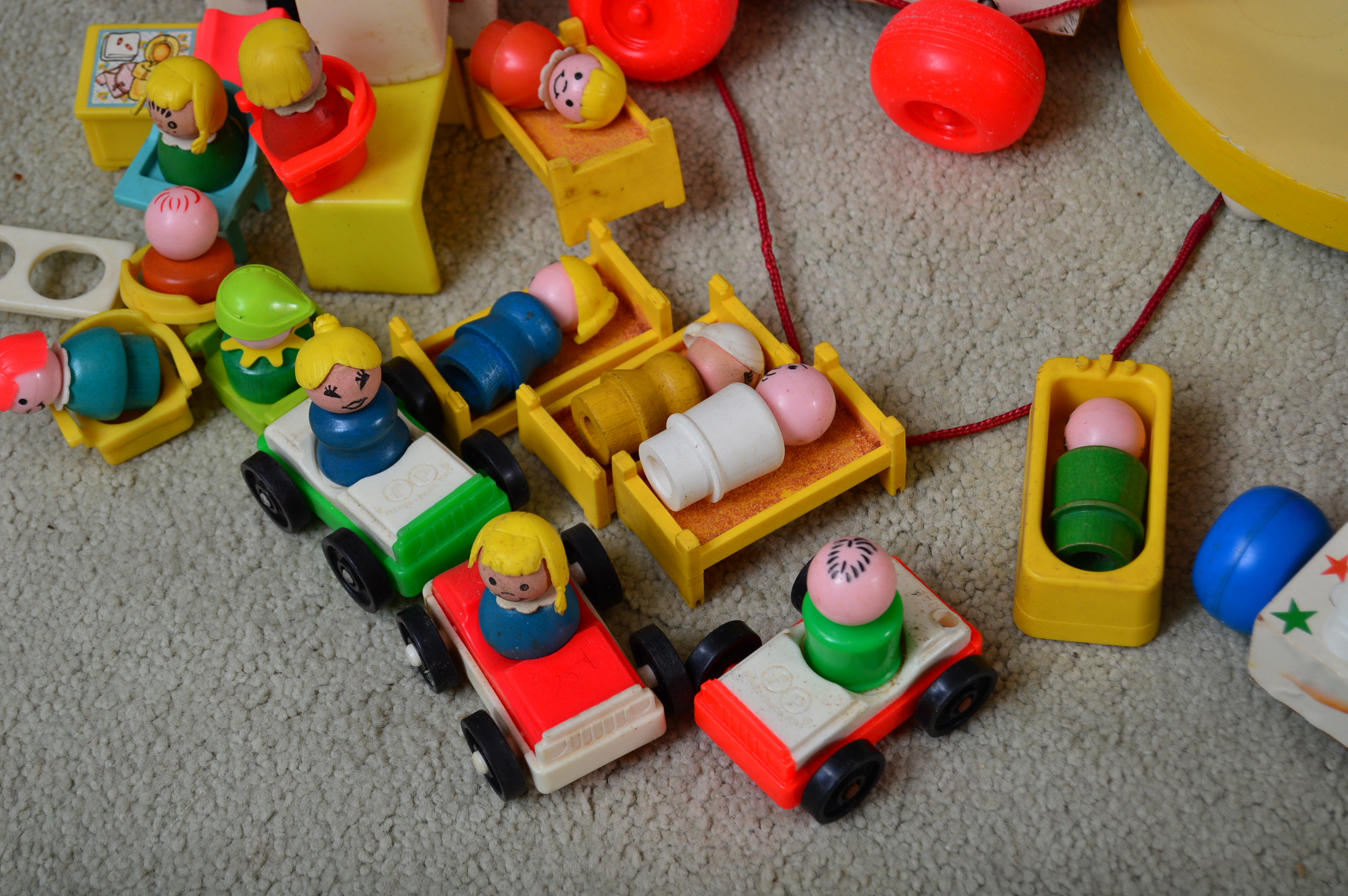 Vintage Fisher-Price Toys with Child's Lamp