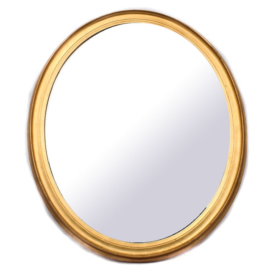 Vintage Gilt Framed Oval Wall Mirror by LaBarge