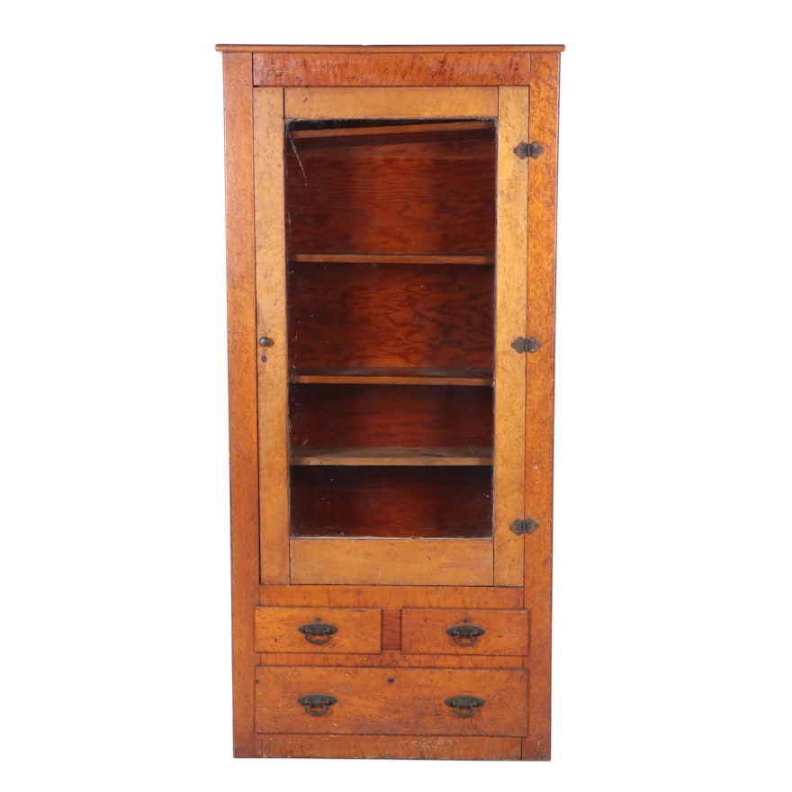 Figured Maple Display Cabinet, Mid/Late 19th Century