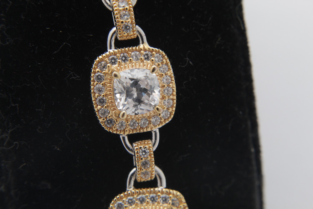 Gold Wash on Sterling Silver Bracelet with Cubic Zirconia
