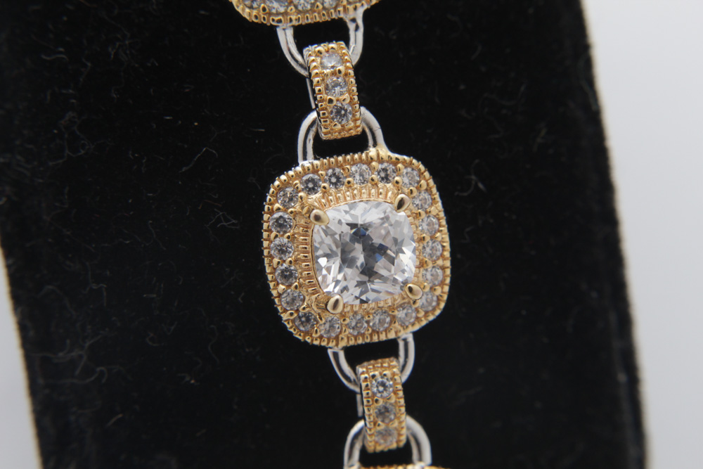 Gold Wash on Sterling Silver Bracelet with Cubic Zirconia