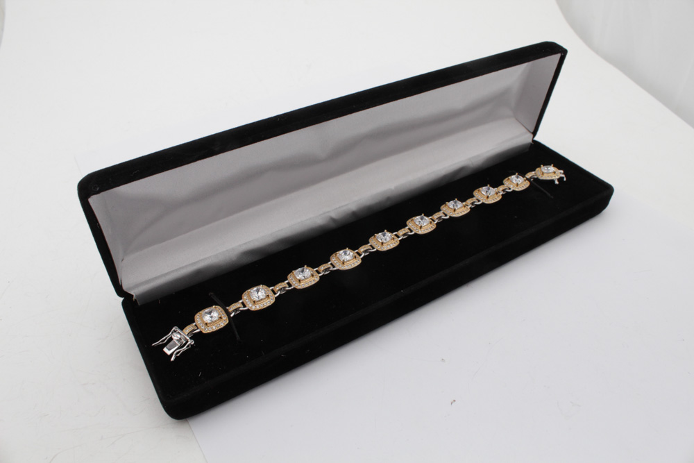 Gold Wash on Sterling Silver Bracelet with Cubic Zirconia
