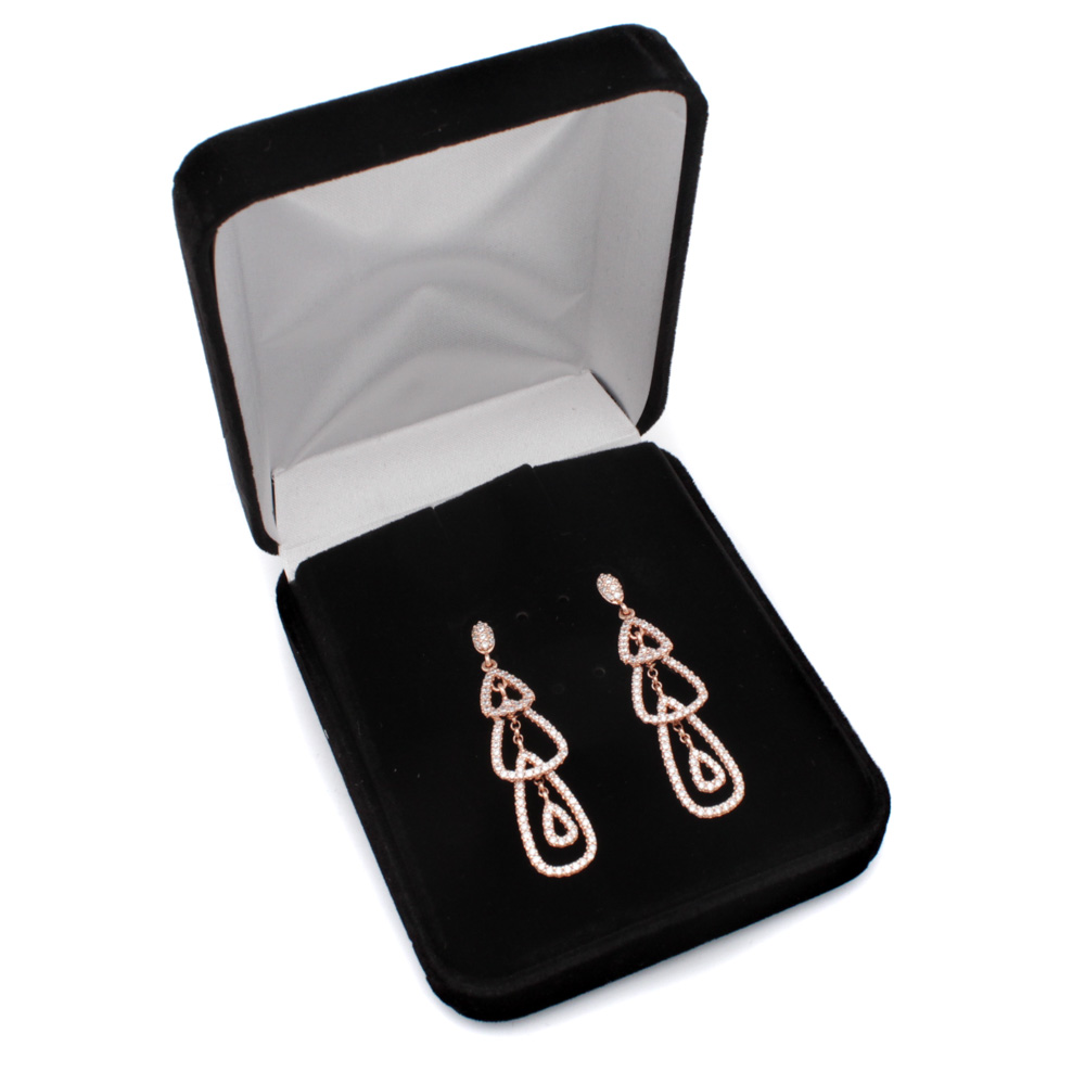 Rose Gold Tone Cubic Zirconia Chandelier Earrings