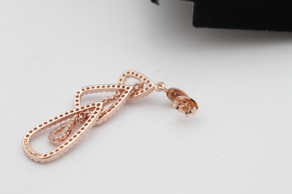 Rose Gold Tone Cubic Zirconia Chandelier Earrings