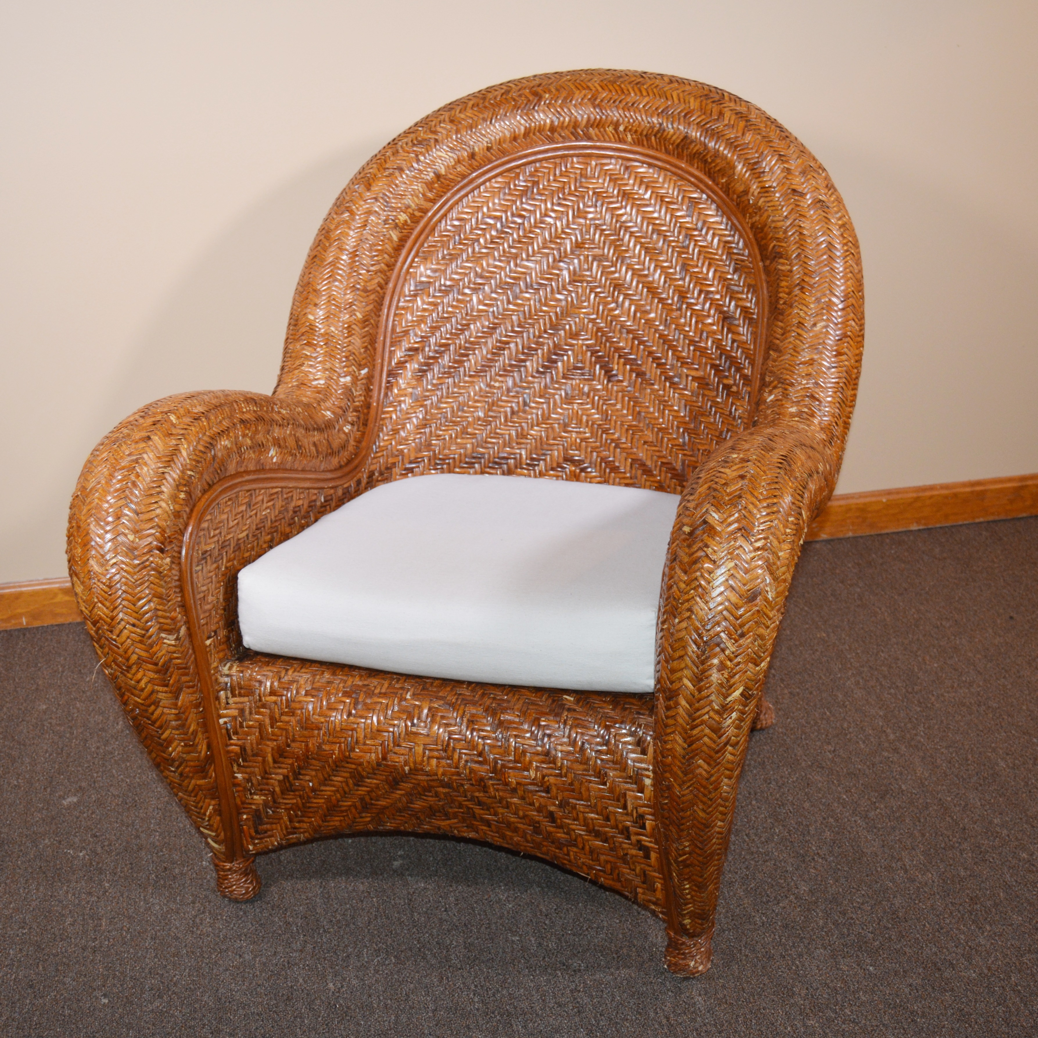 "Malabar" Rattan Lounge Chair by Pottery Barn, 21st Century