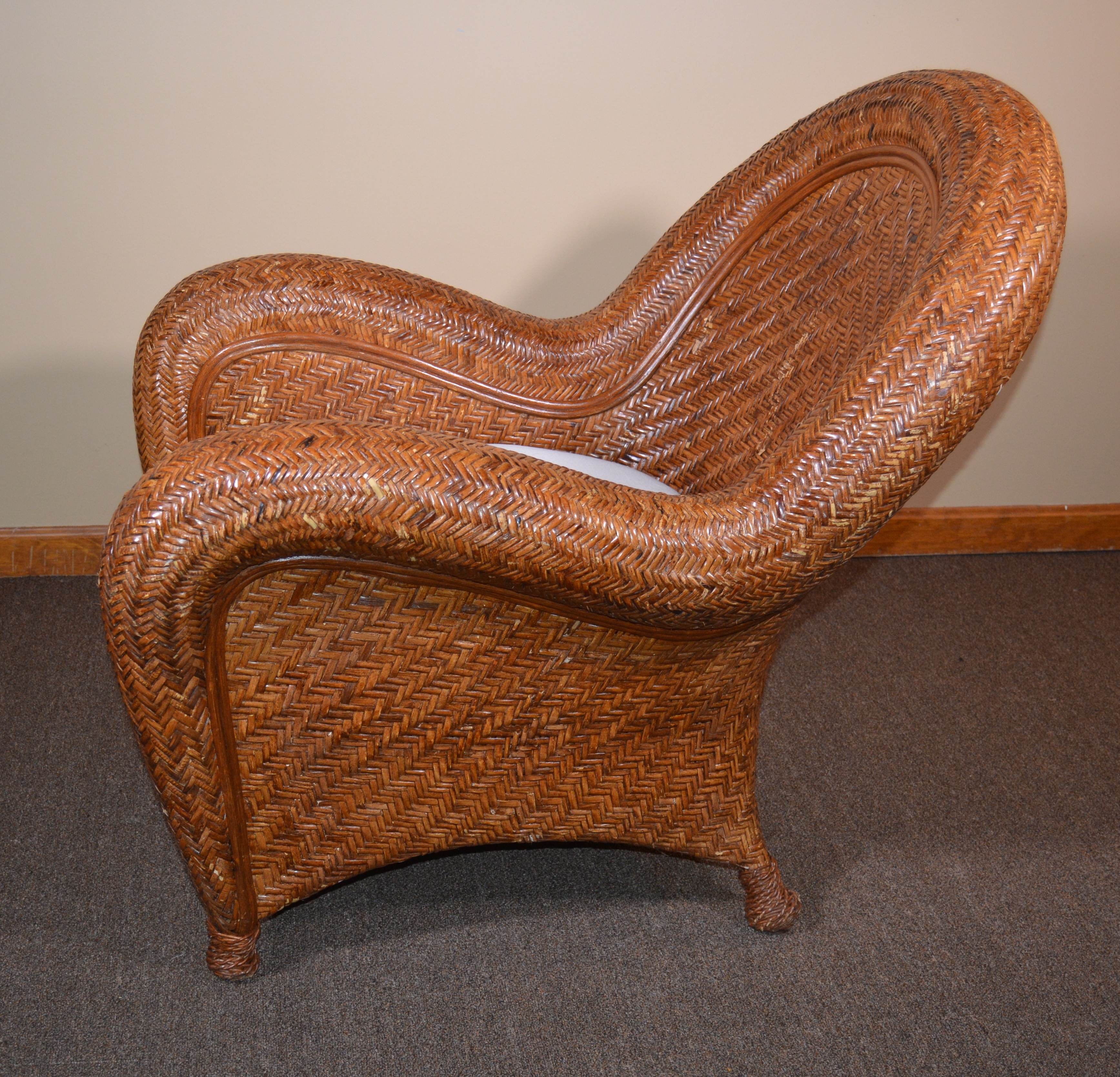 "Malabar" Rattan Lounge Chair by Pottery Barn, 21st Century