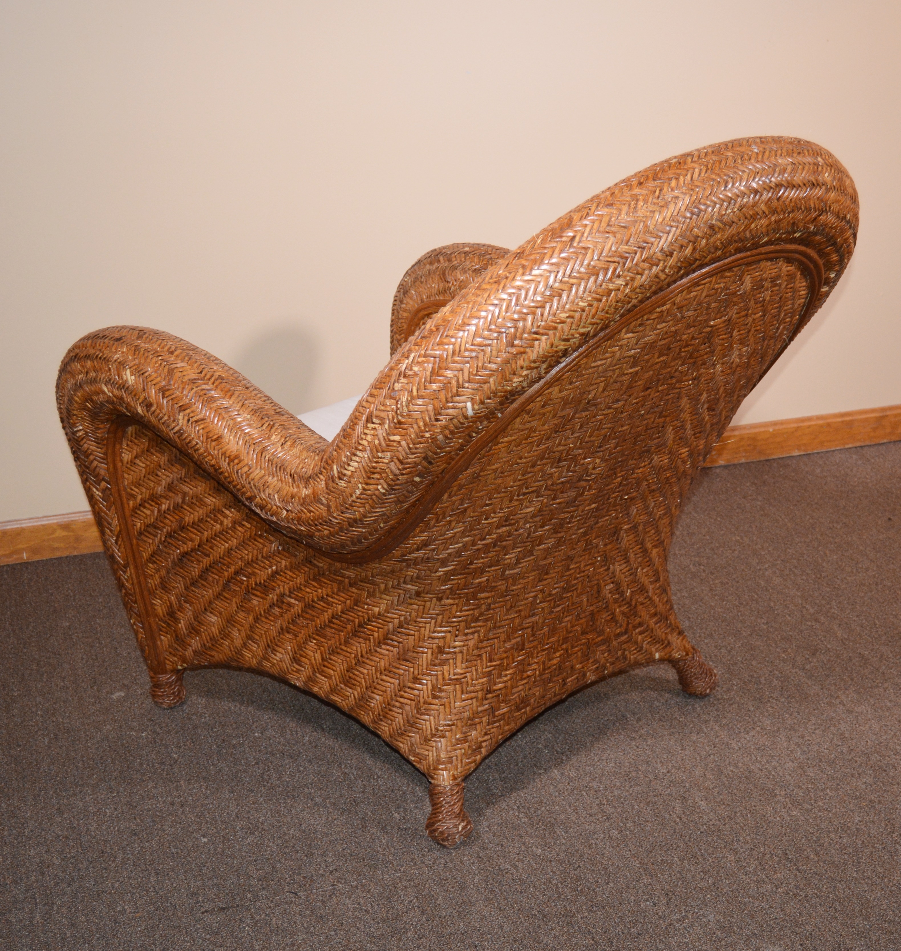 "Malabar" Rattan Lounge Chair by Pottery Barn, 21st Century