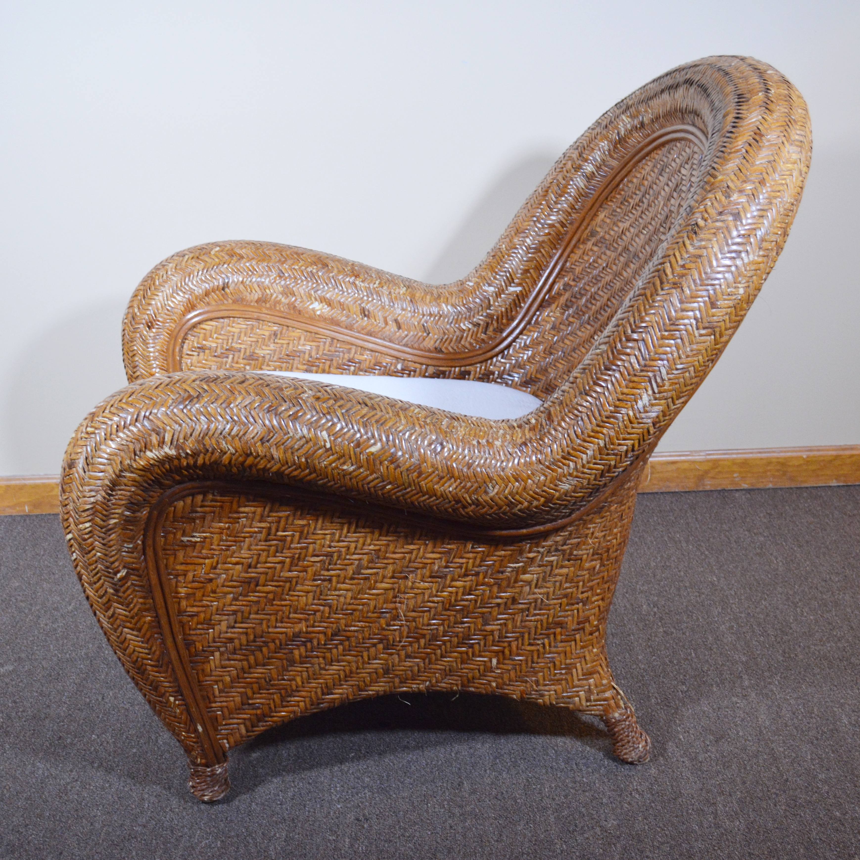 "Malabar" Rattan Lounge Chair by Pottery Barn, 21st Century