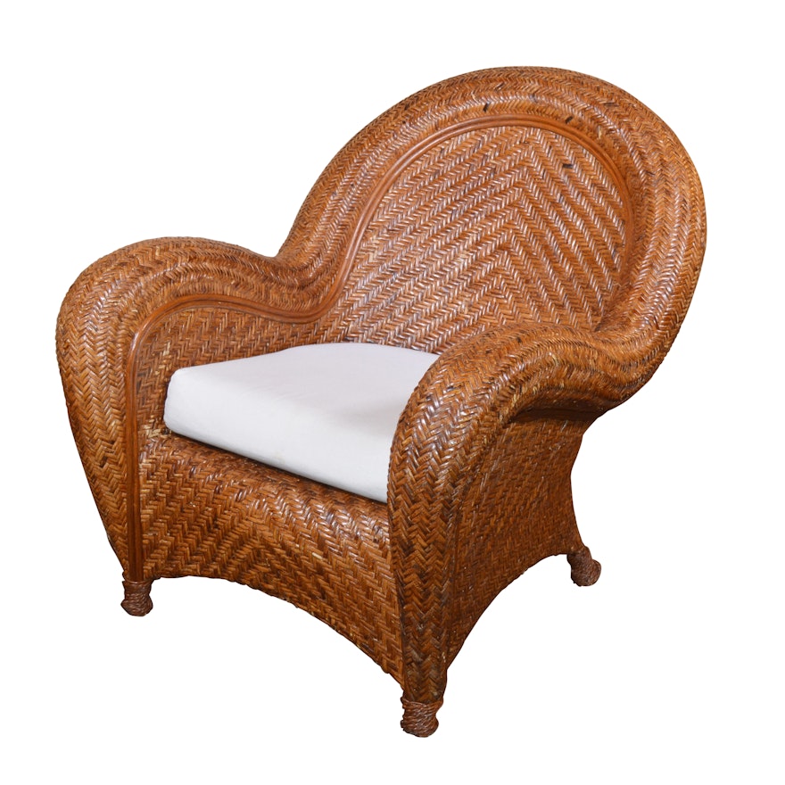 "Malabar" Rattan Lounge Chair by Pottery Barn, 21st Century