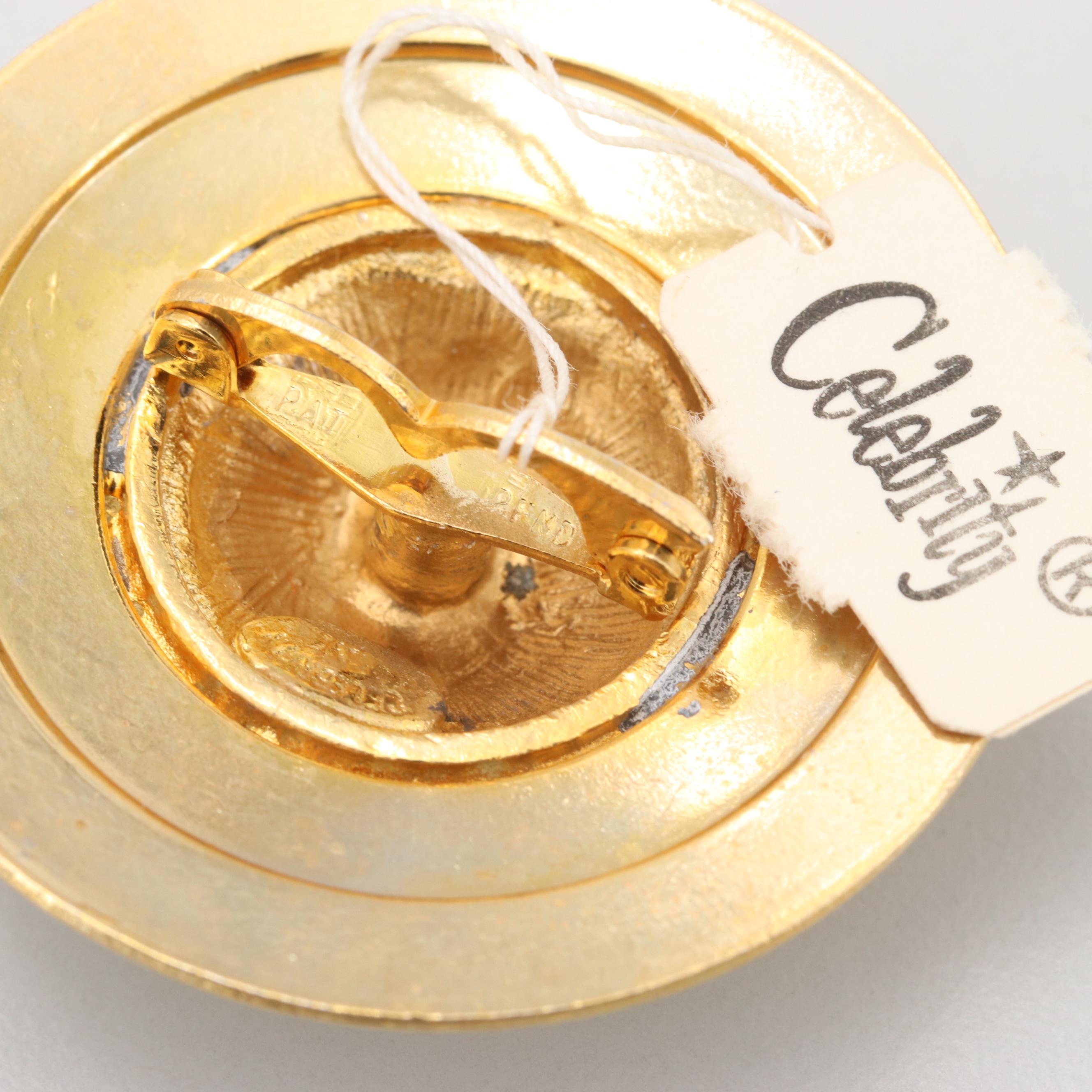 Assortment of Gold Tone Foilback Jewelry Including Scarf Clips