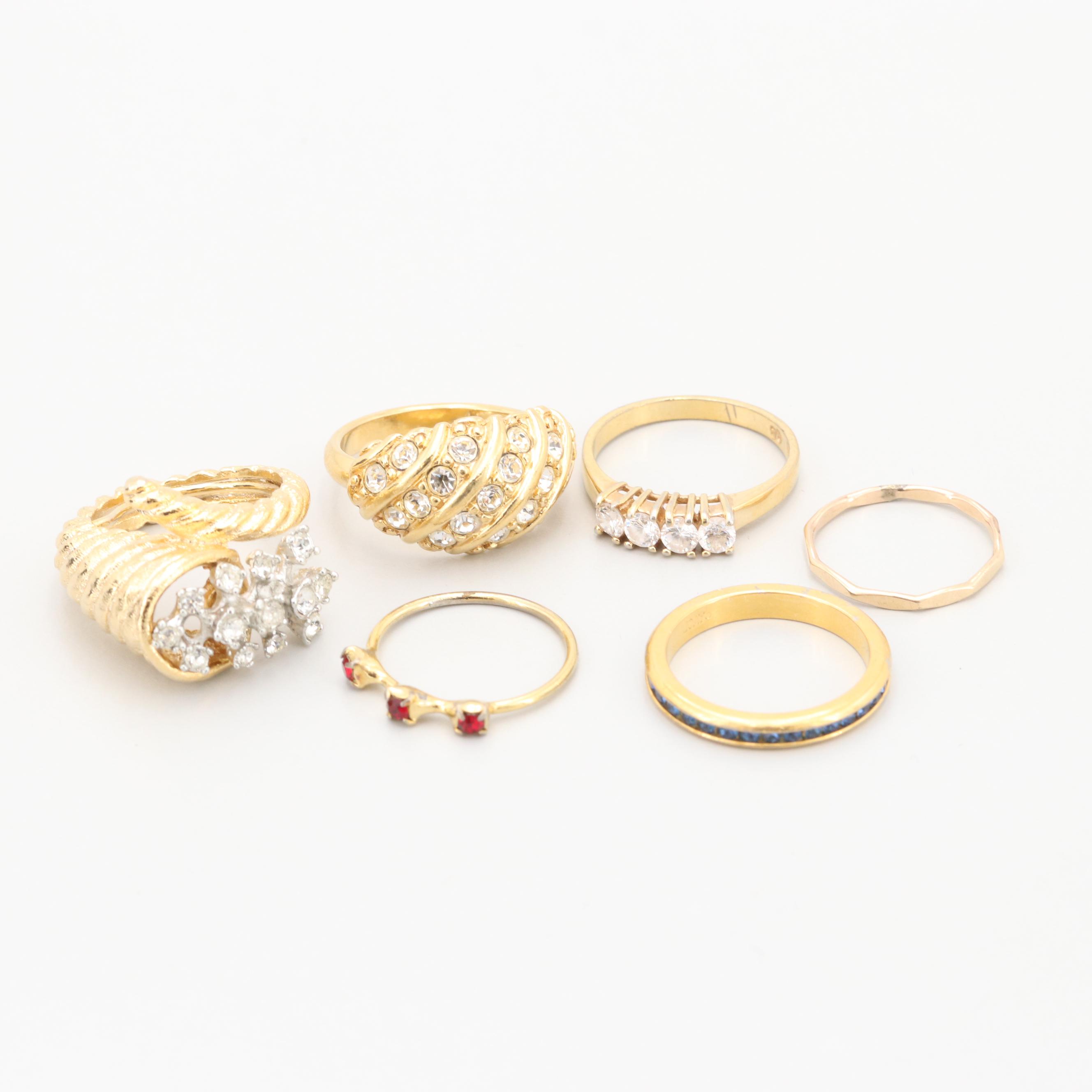 Assortment of Gold Tone Foilback Jewelry Including Scarf Clips