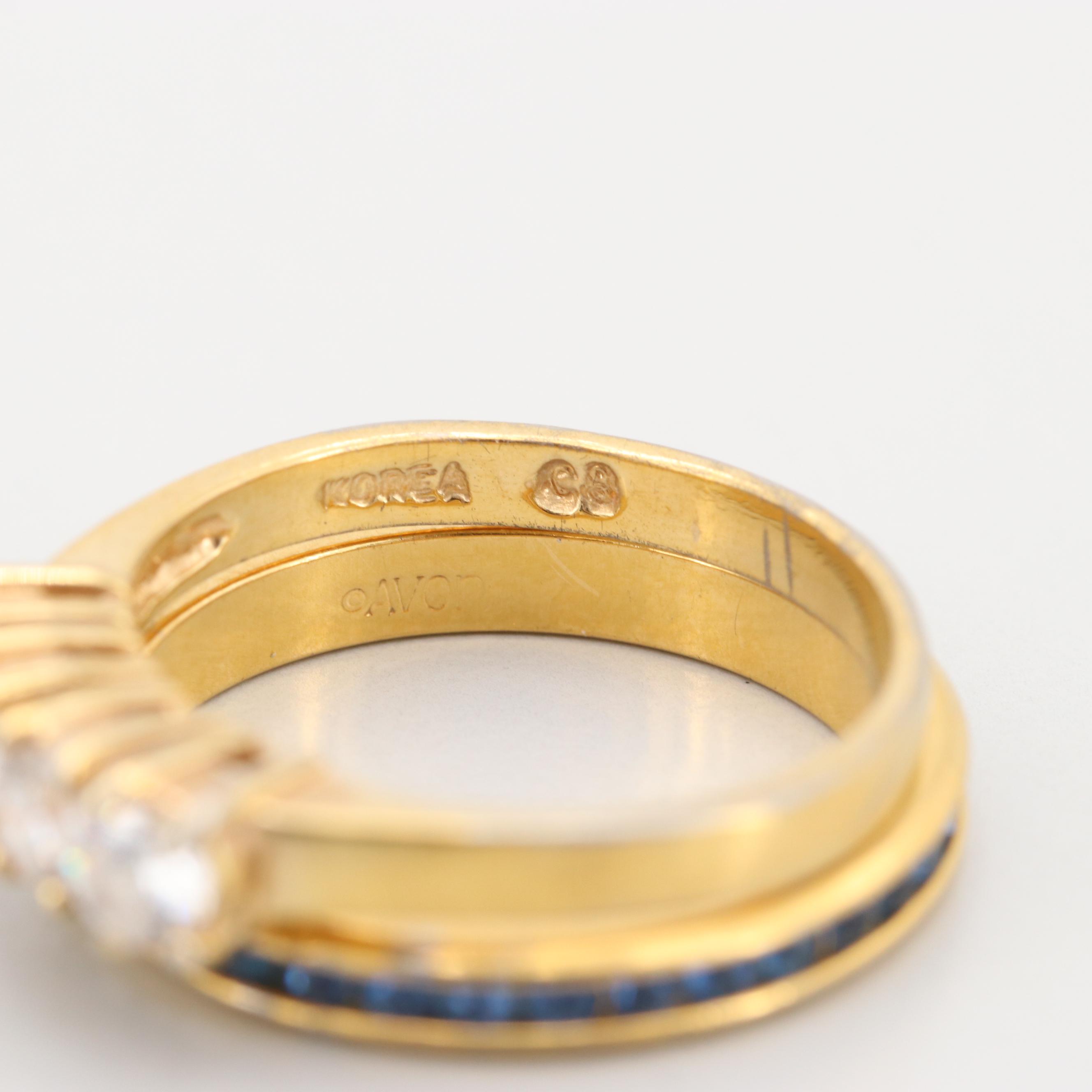 Assortment of Gold Tone Foilback Jewelry Including Scarf Clips