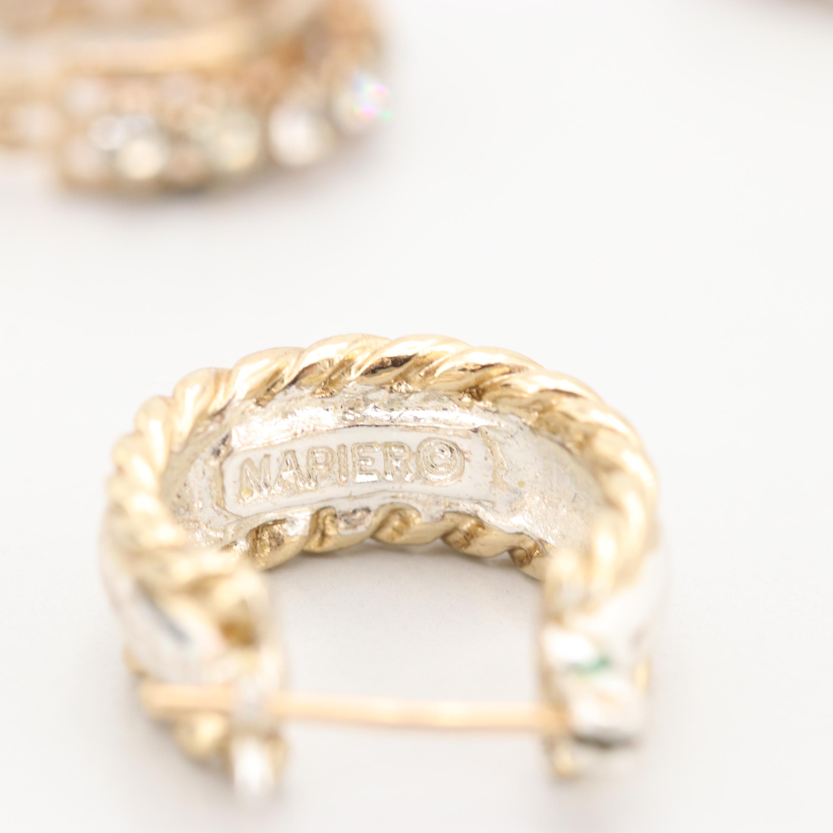 Assortment of Gold Tone Foilback Jewelry Including Scarf Clips