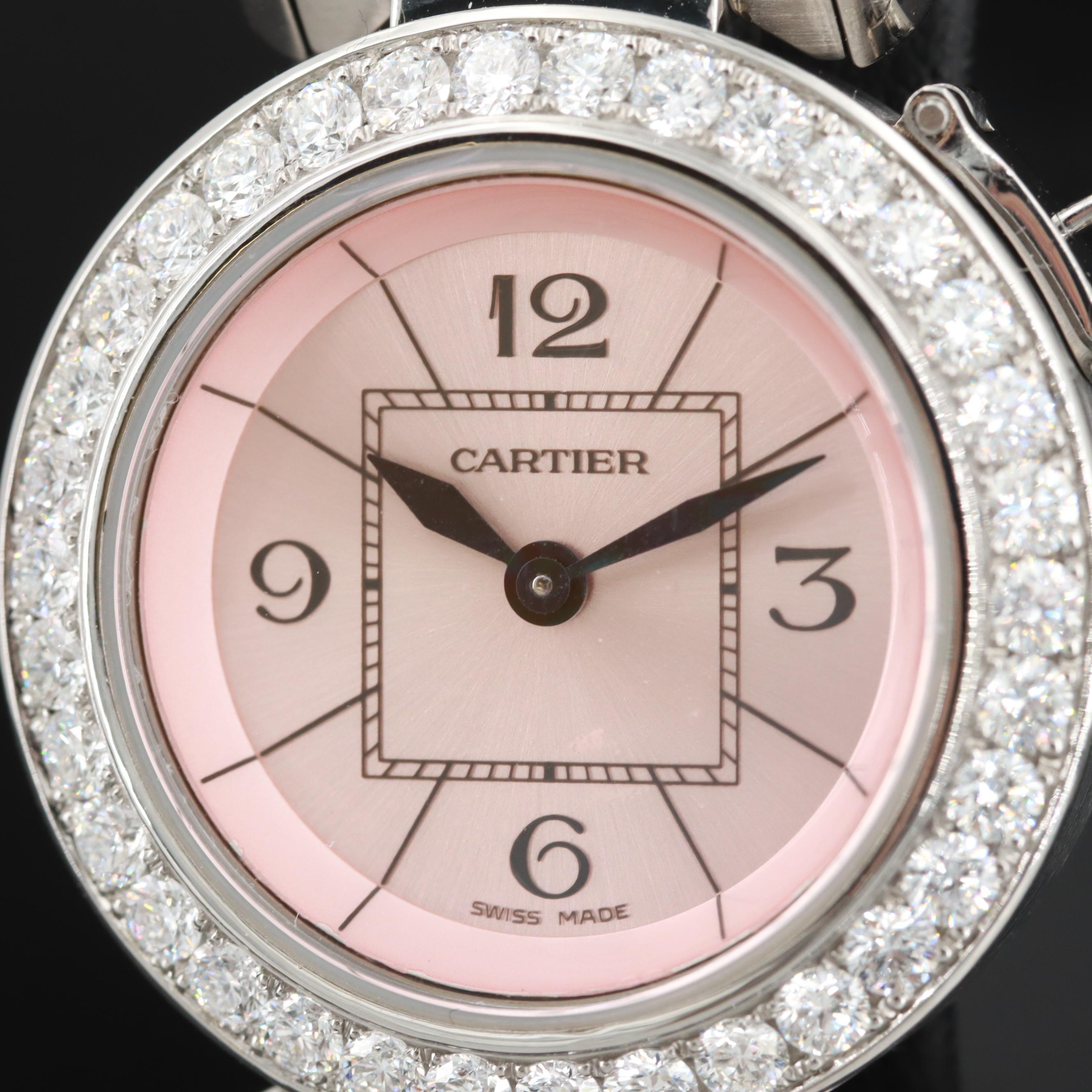 Pasha de Cartier Watch With Diamond Bezel and Synthetic Sapphire Crown