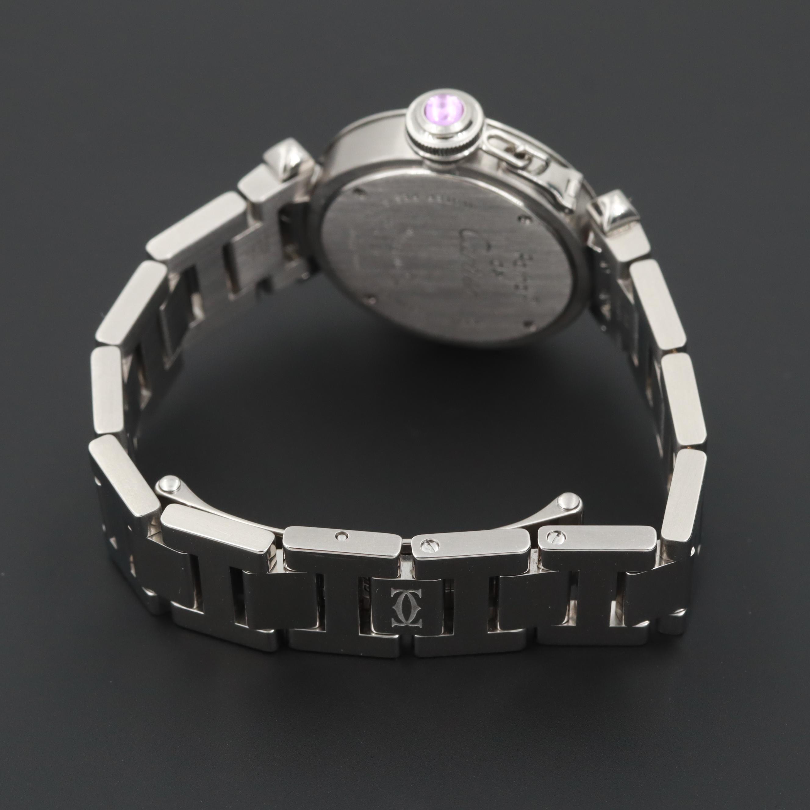 Pasha de Cartier Watch With Diamond Bezel and Synthetic Sapphire Crown