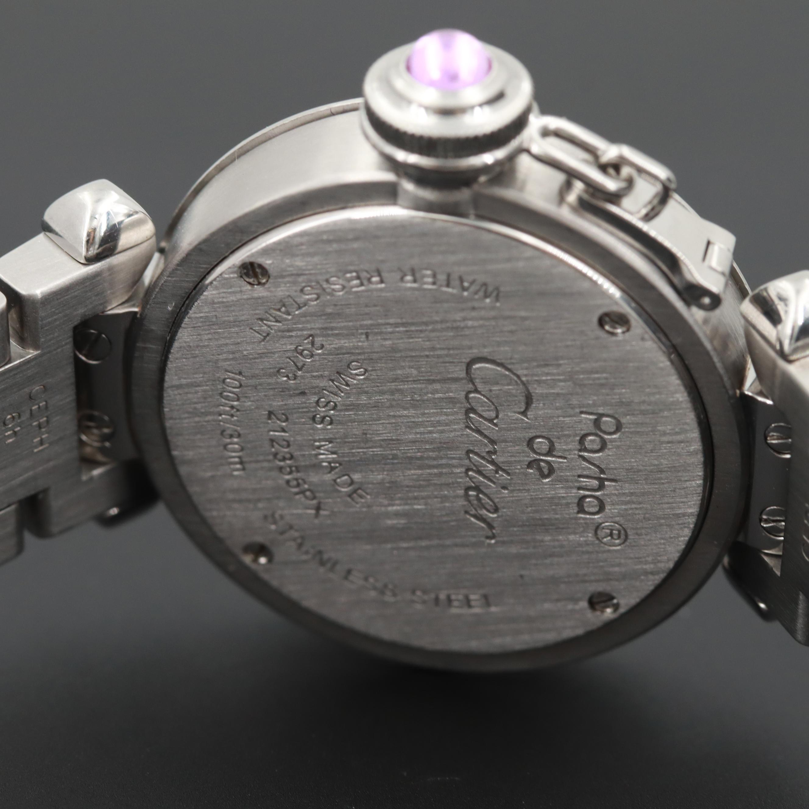 Pasha de Cartier Watch With Diamond Bezel and Synthetic Sapphire Crown