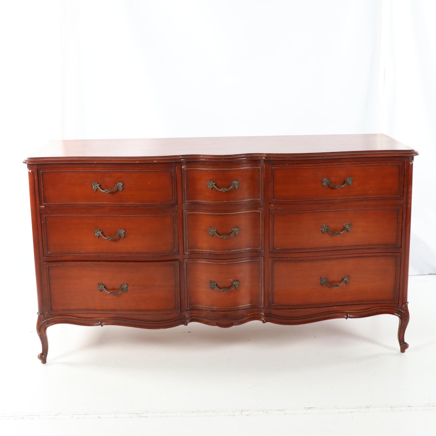 French Provincial Style Serpentine Front Low Chest of Drawers by Drexel, 20th C.