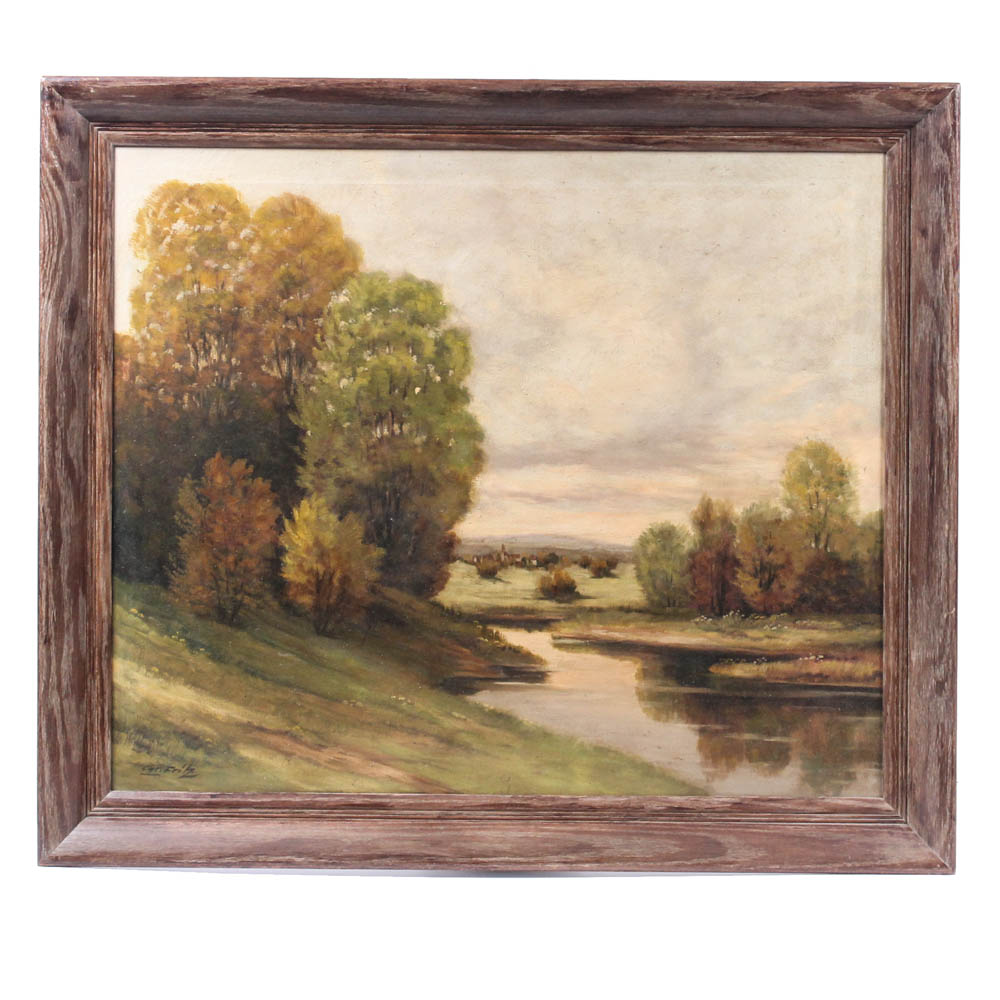 Landscape Oil Painting in the Manner of Charles Fritz