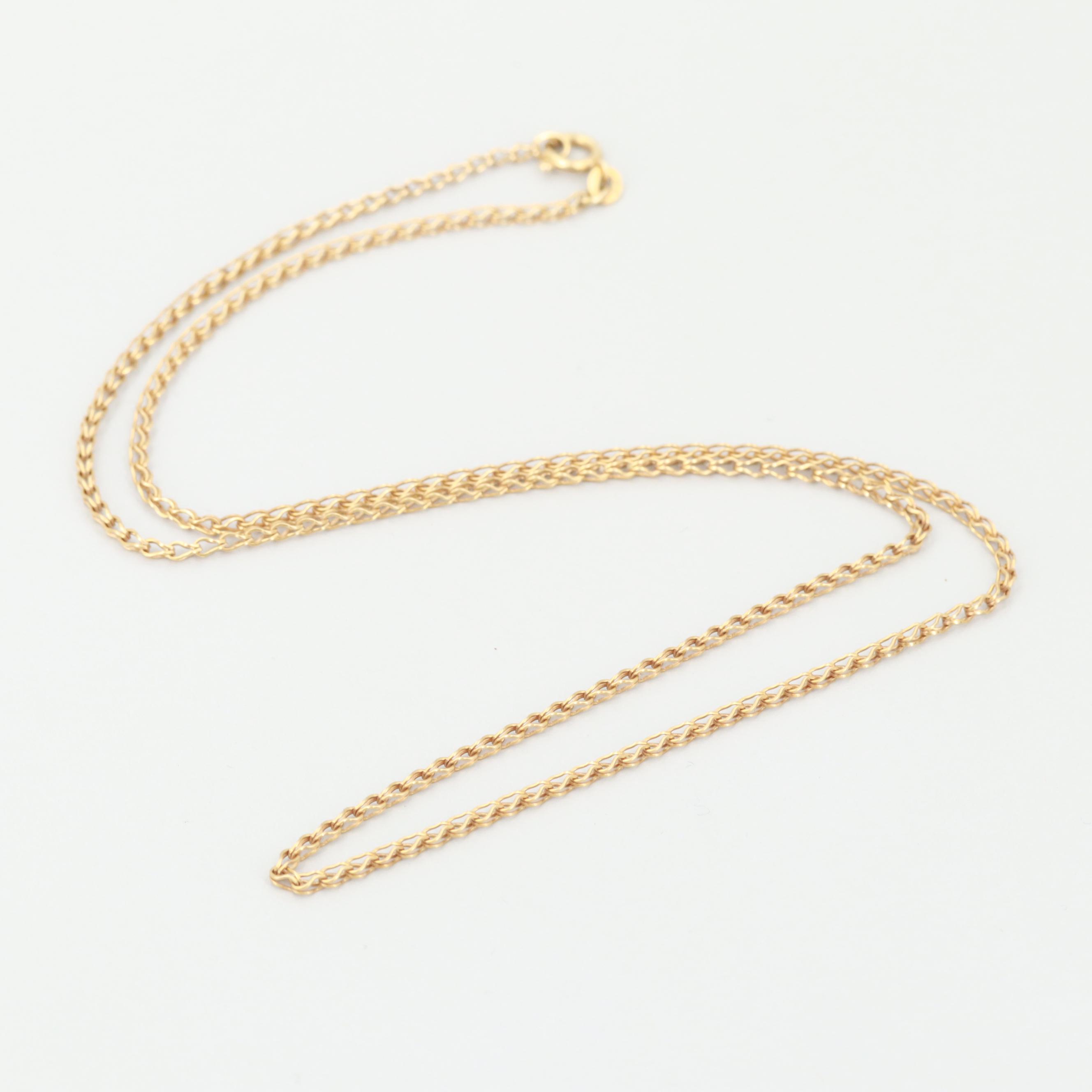 Italian 18K Yellow Gold Ladder Chain Necklace