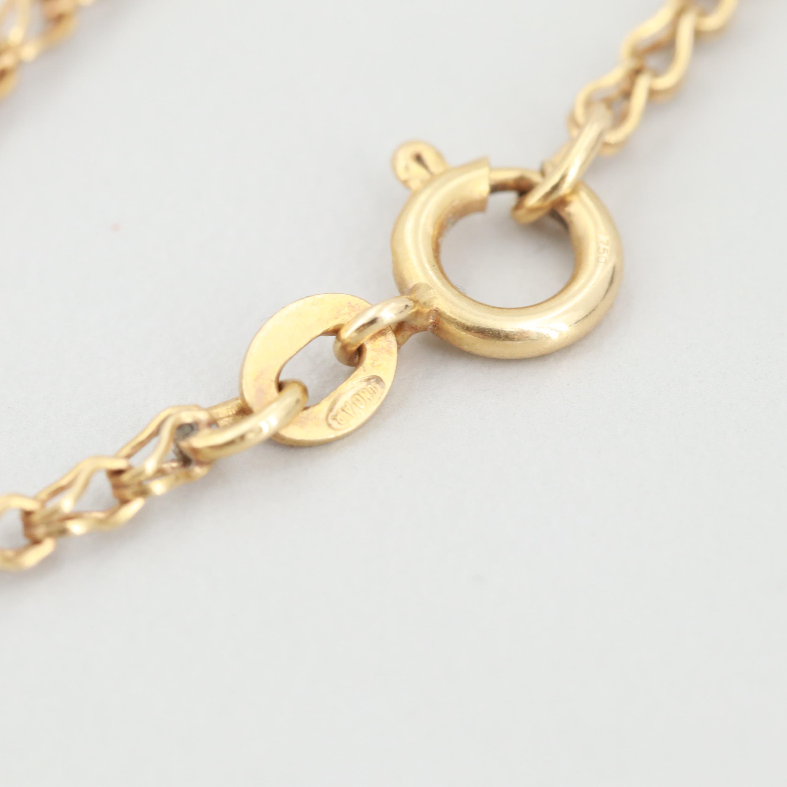 Italian 18K Yellow Gold Ladder Chain Necklace