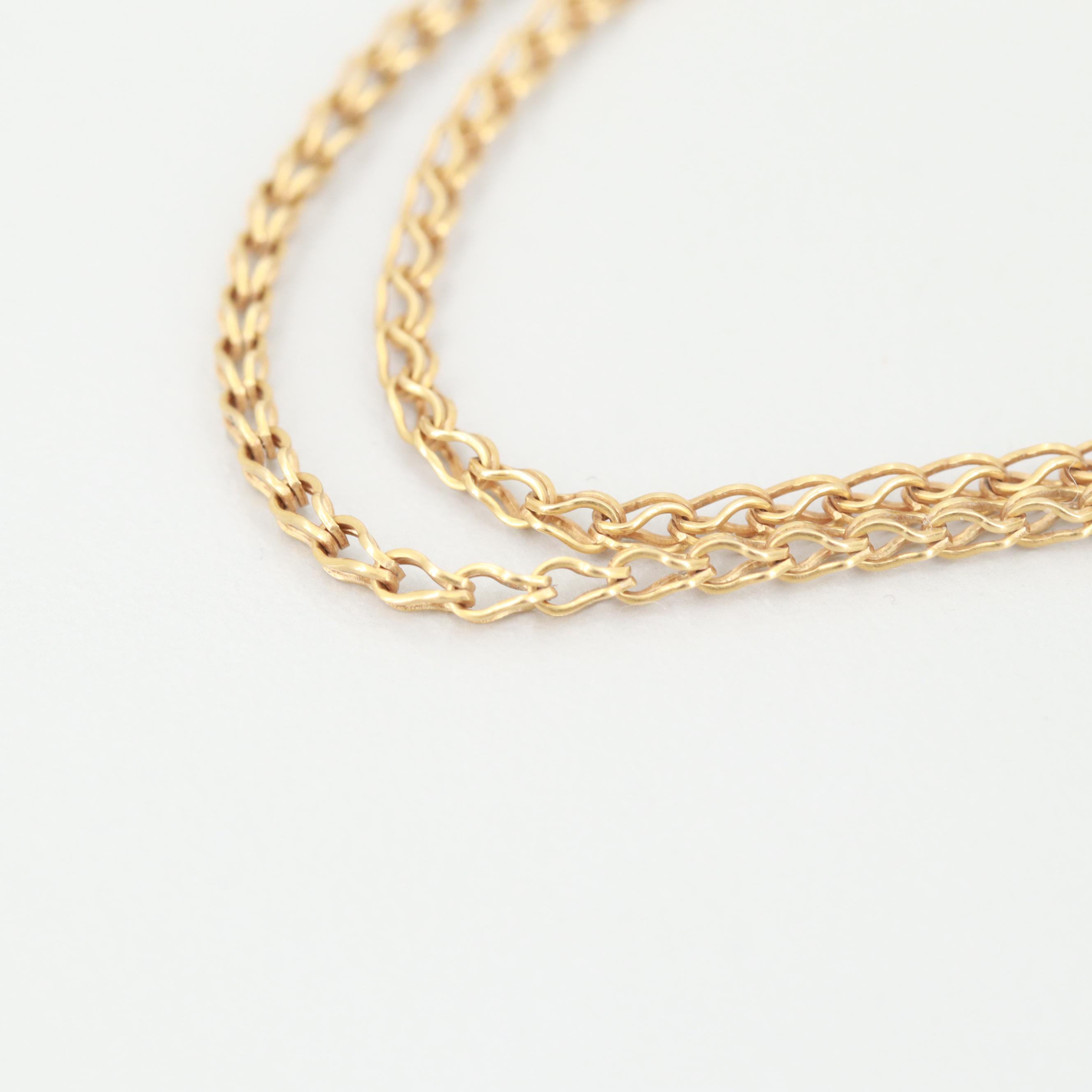 Italian 18K Yellow Gold Ladder Chain Necklace