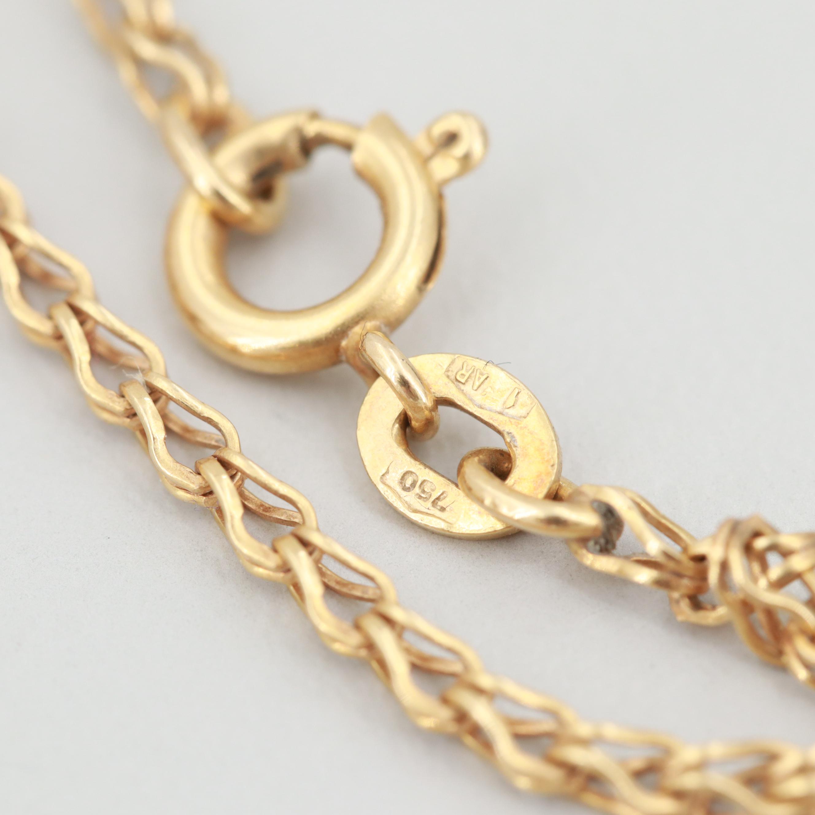 Italian 18K Yellow Gold Ladder Chain Necklace