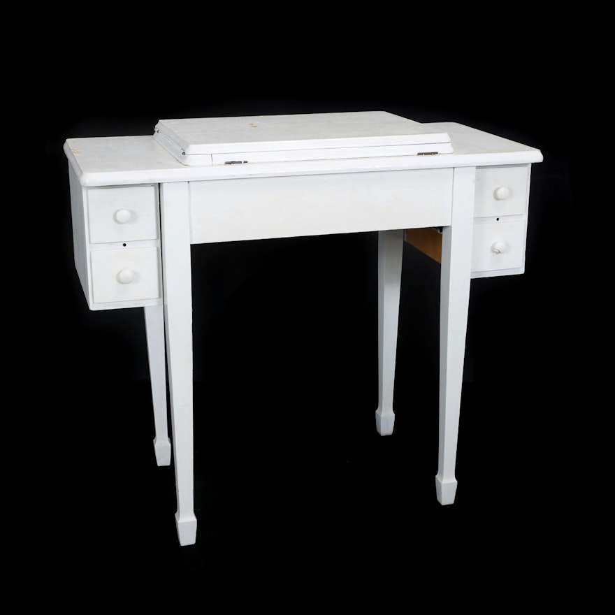 Federal Style Painted Wood Sewing Table, Mid-20th Century