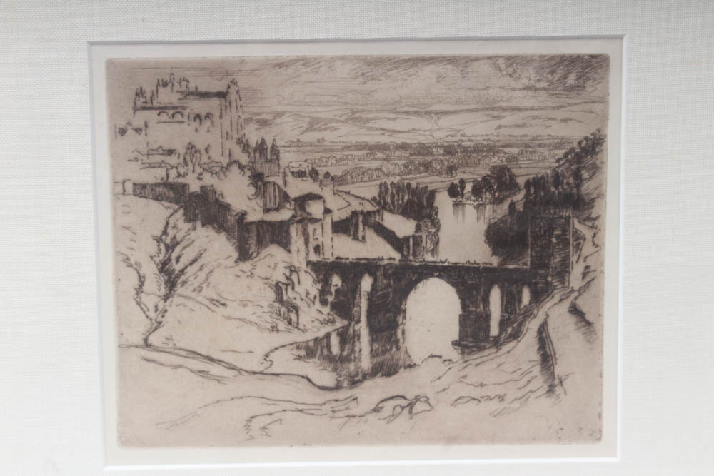 Joseph Pennell Etching "St. Martin Bridge, Toledo"