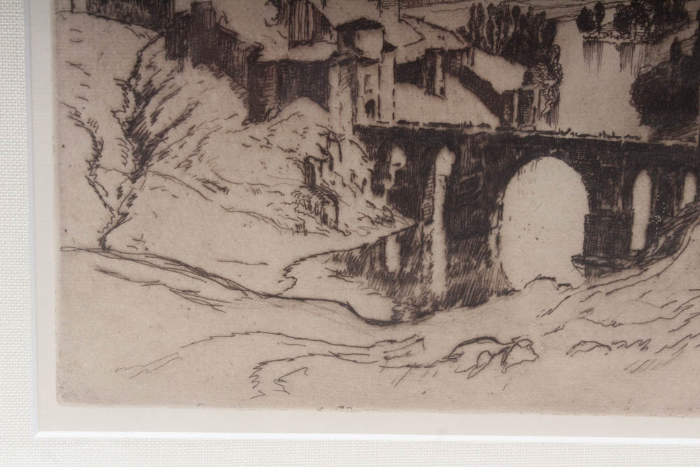 Joseph Pennell Etching "St. Martin Bridge, Toledo"