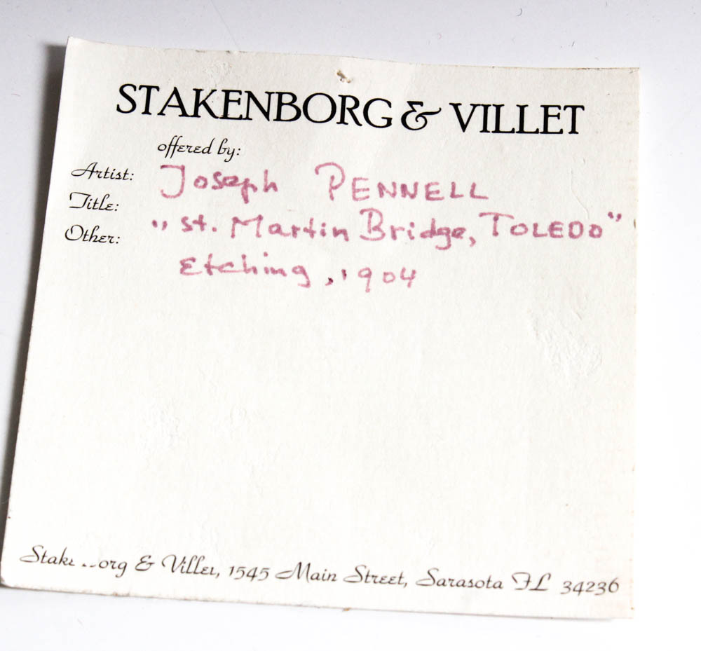 Joseph Pennell Etching "St. Martin Bridge, Toledo"