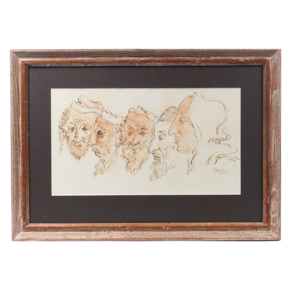 Chaim Gross Watercolor Painting