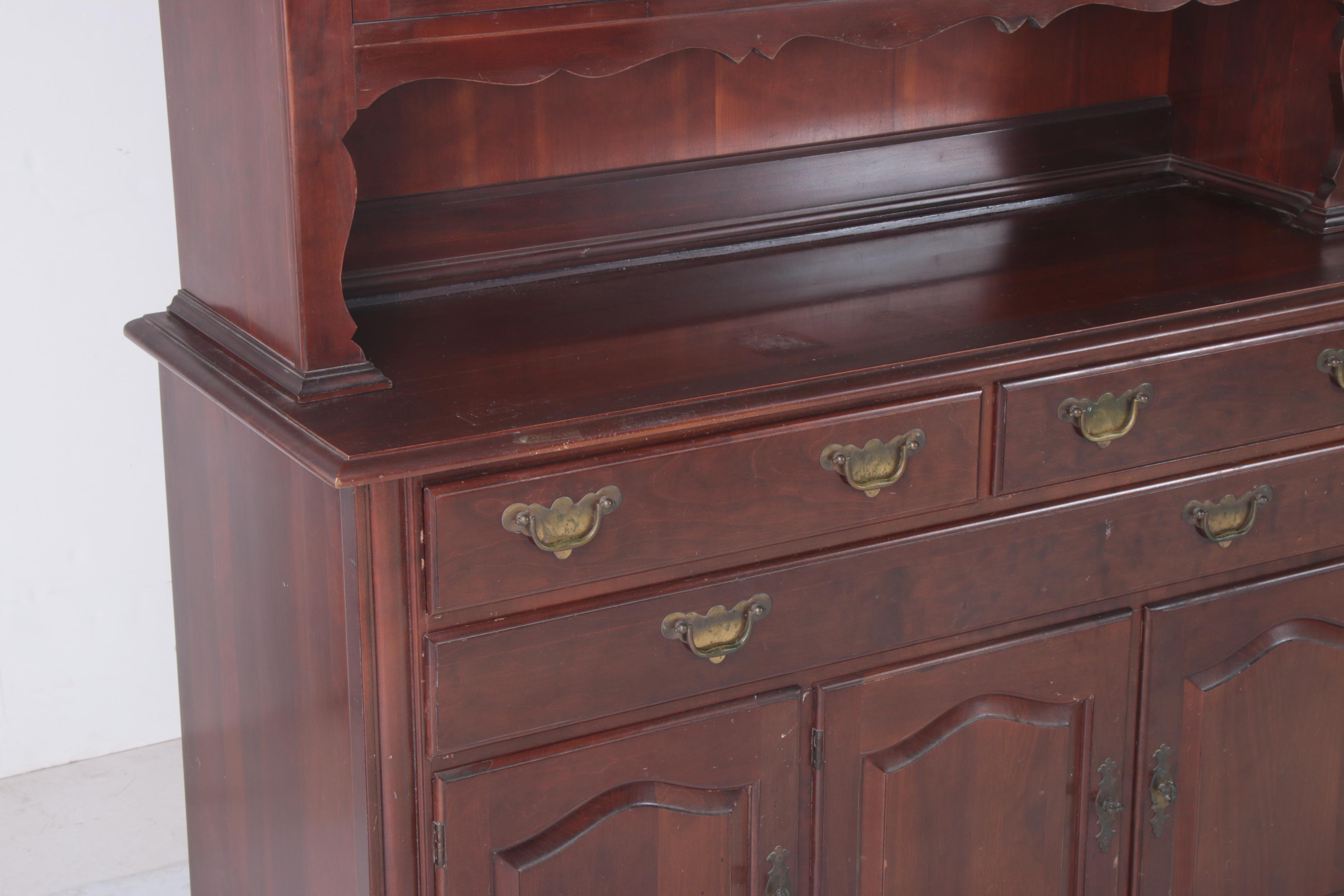 Chippendale Style Cherrywood Stepback Cupboard, 20th Century