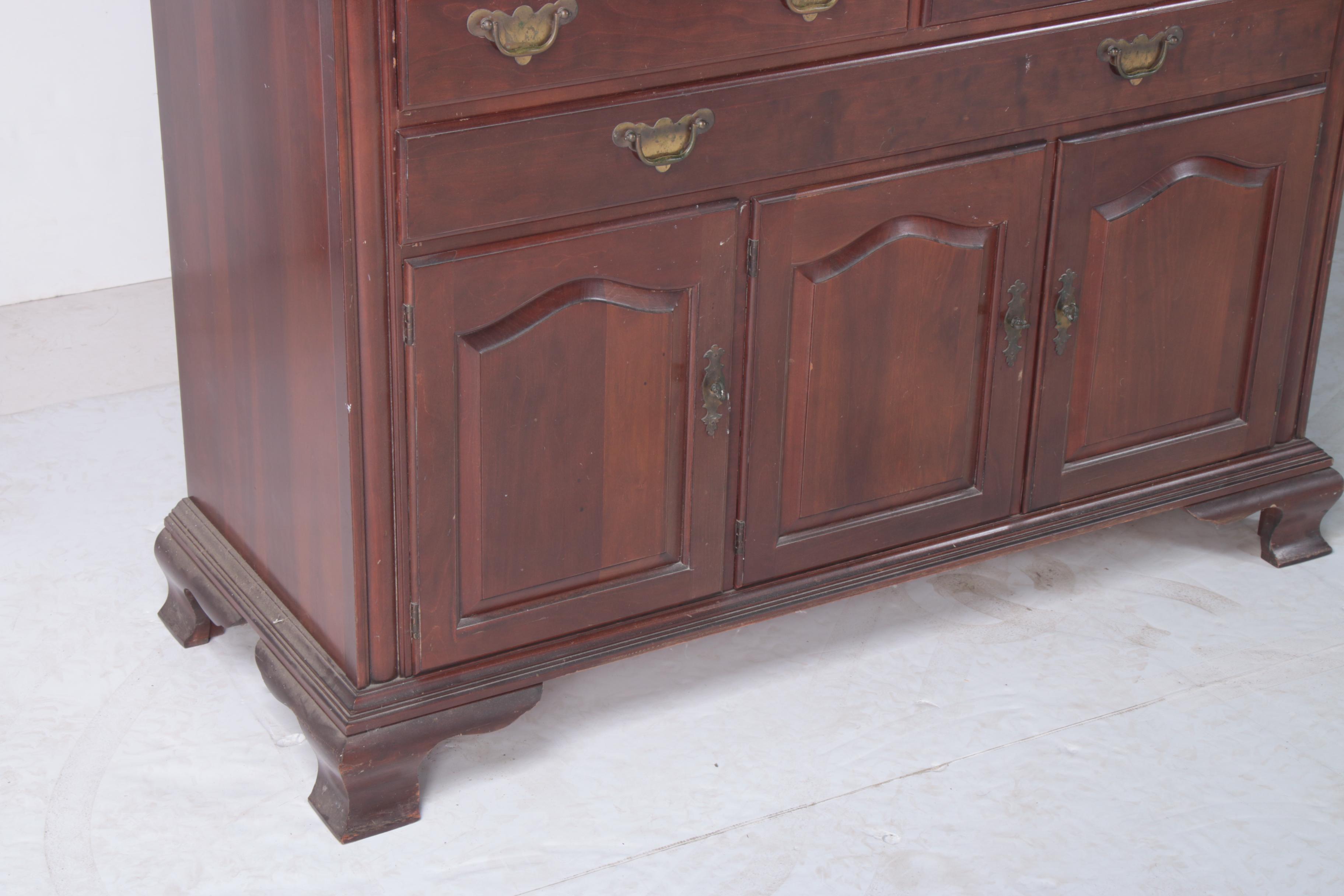 Chippendale Style Cherrywood Stepback Cupboard, 20th Century