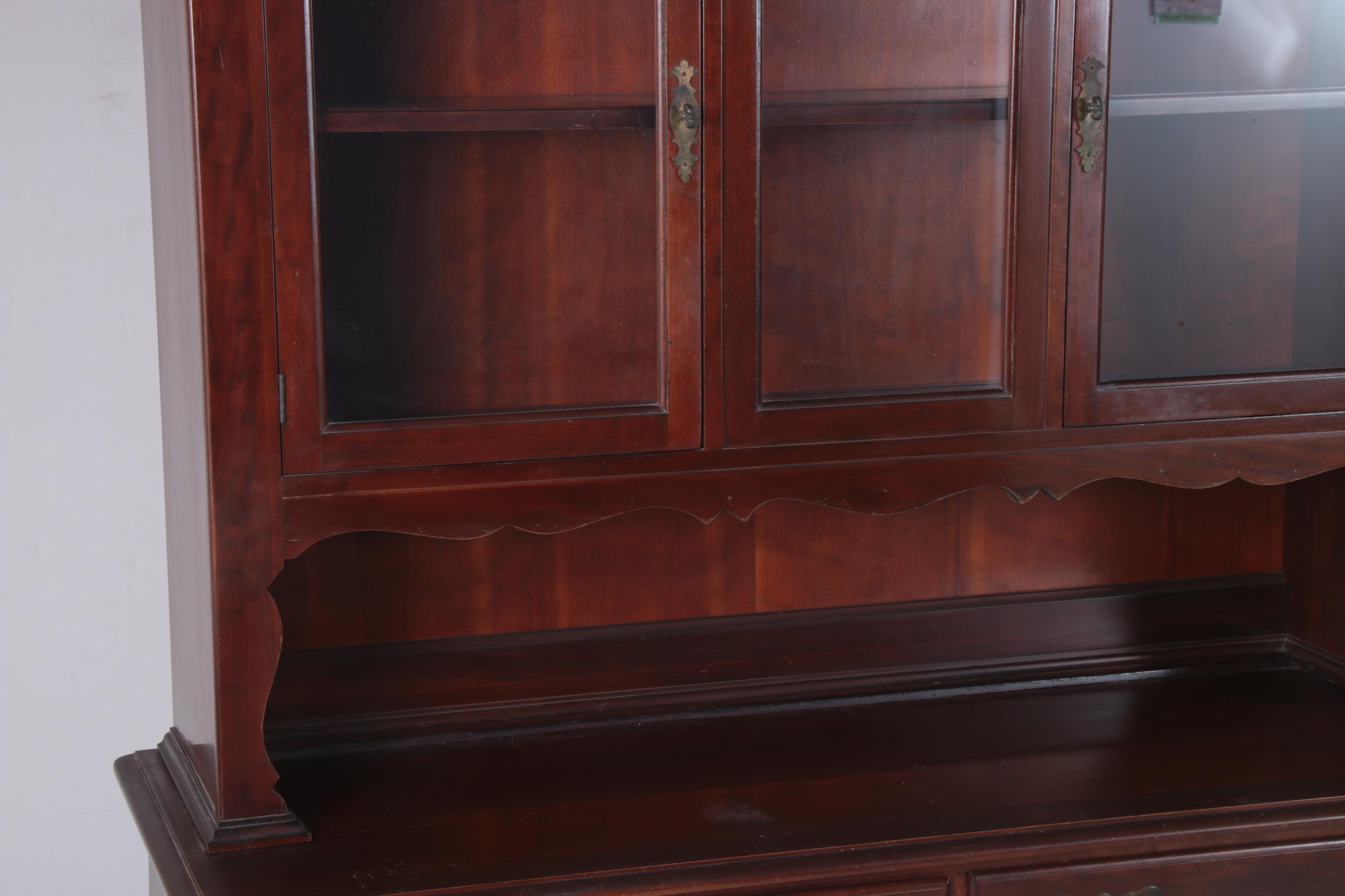 Chippendale Style Cherrywood Stepback Cupboard, 20th Century