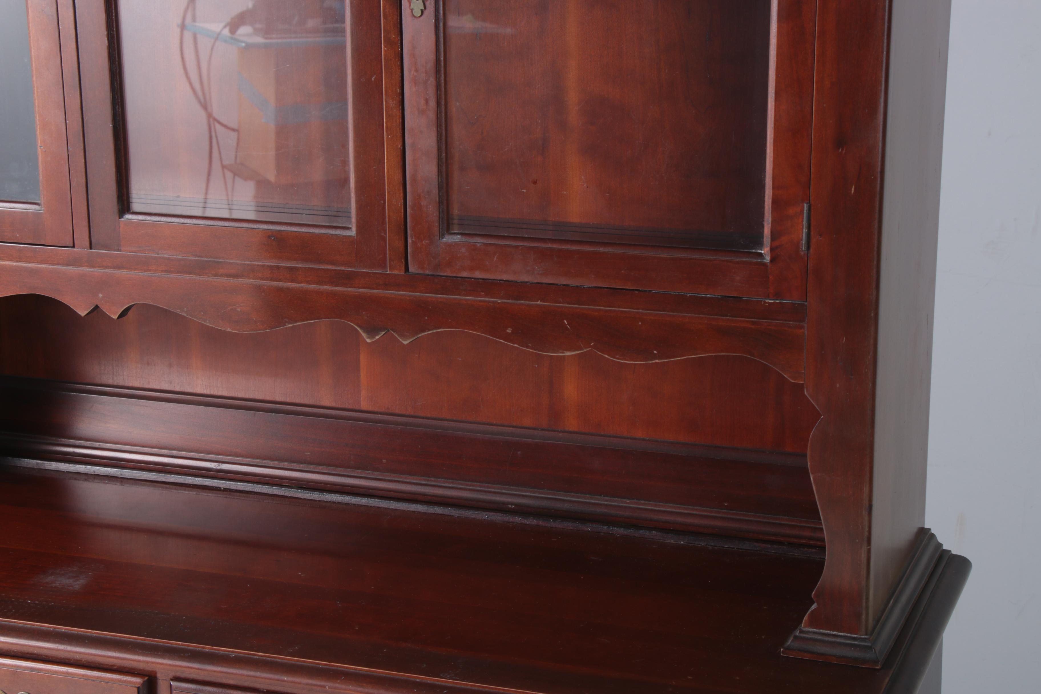 Chippendale Style Cherrywood Stepback Cupboard, 20th Century