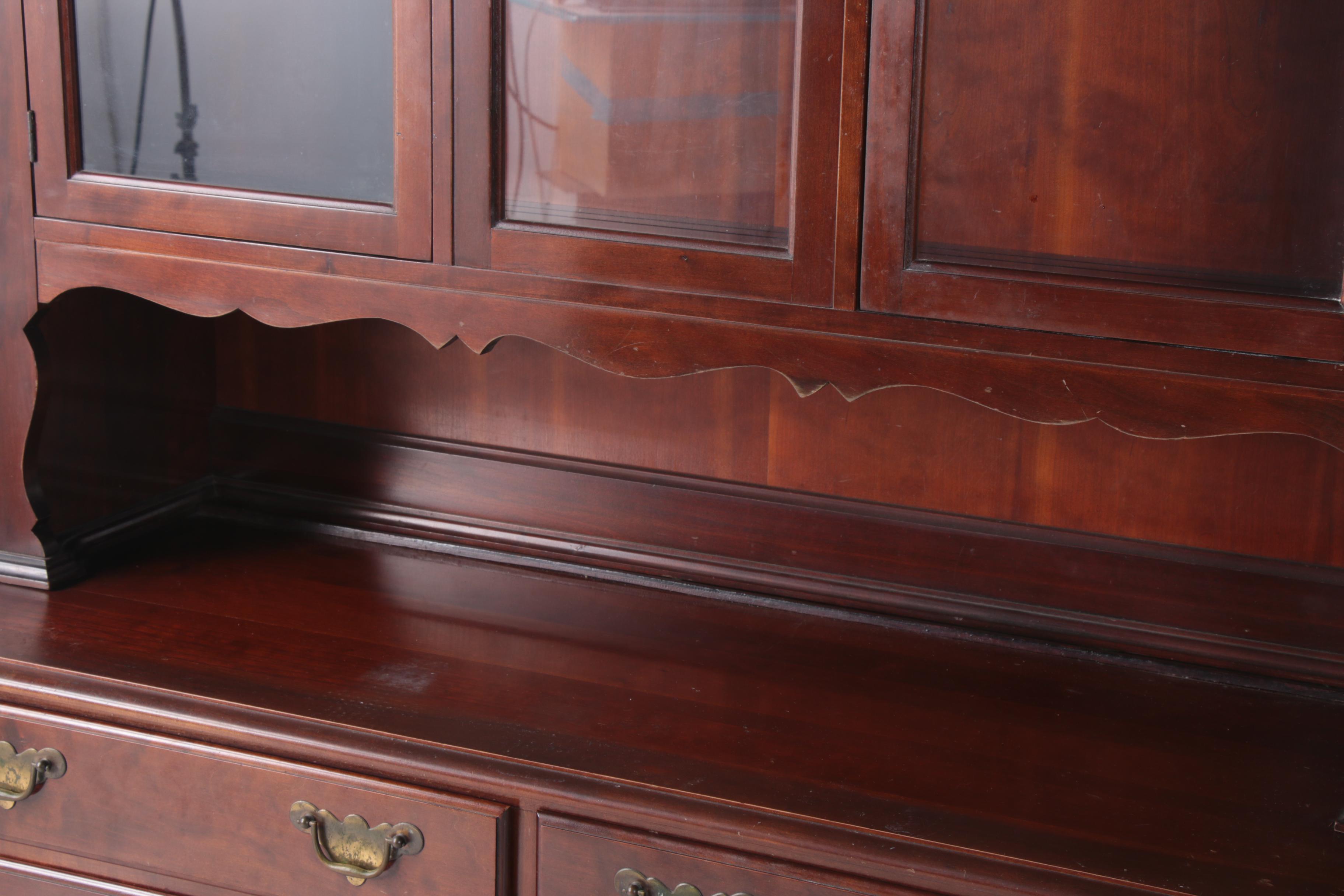 Chippendale Style Cherrywood Stepback Cupboard, 20th Century