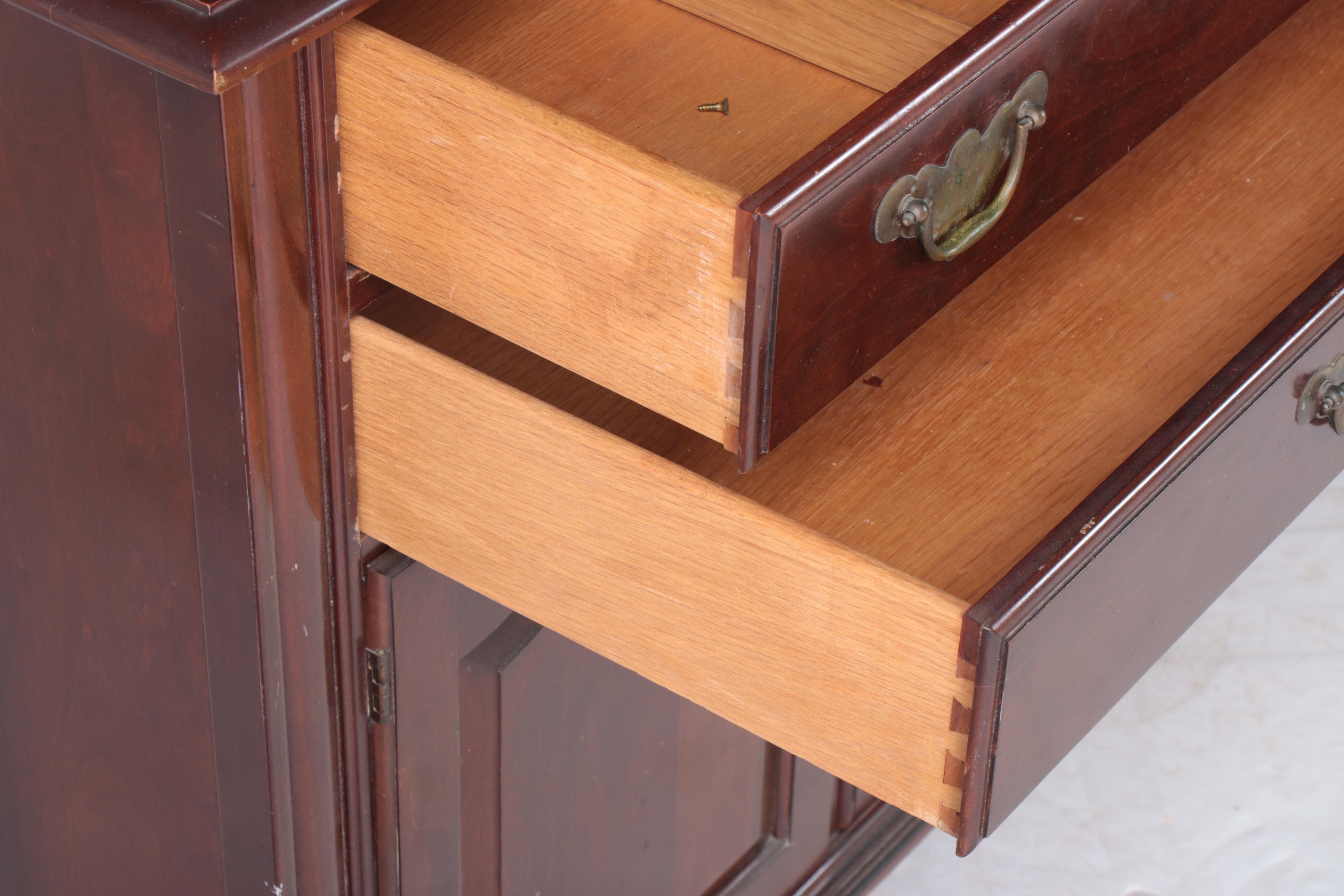 Chippendale Style Cherrywood Stepback Cupboard, 20th Century