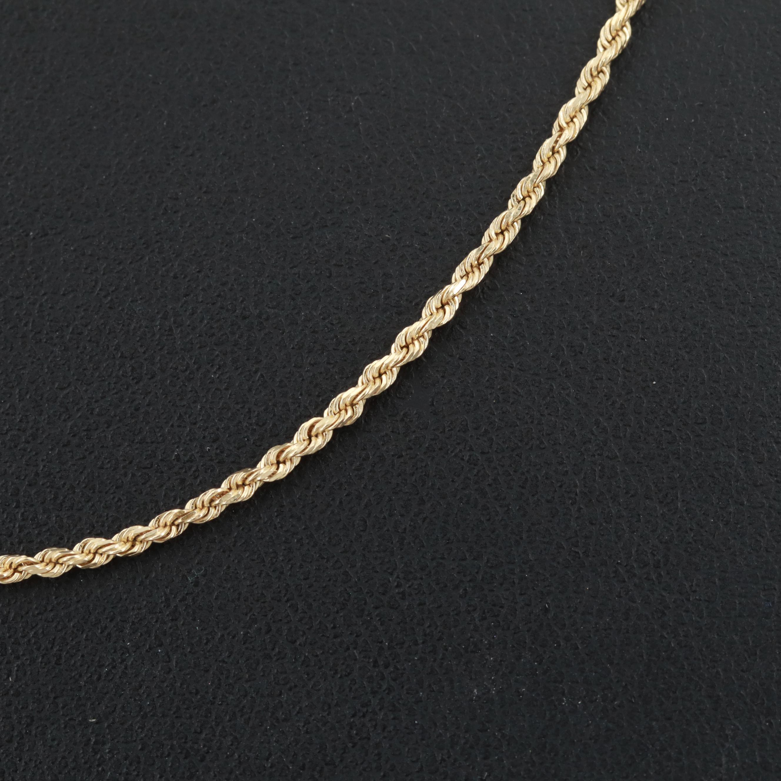 14K Yellow Gold Rope Chain Necklace