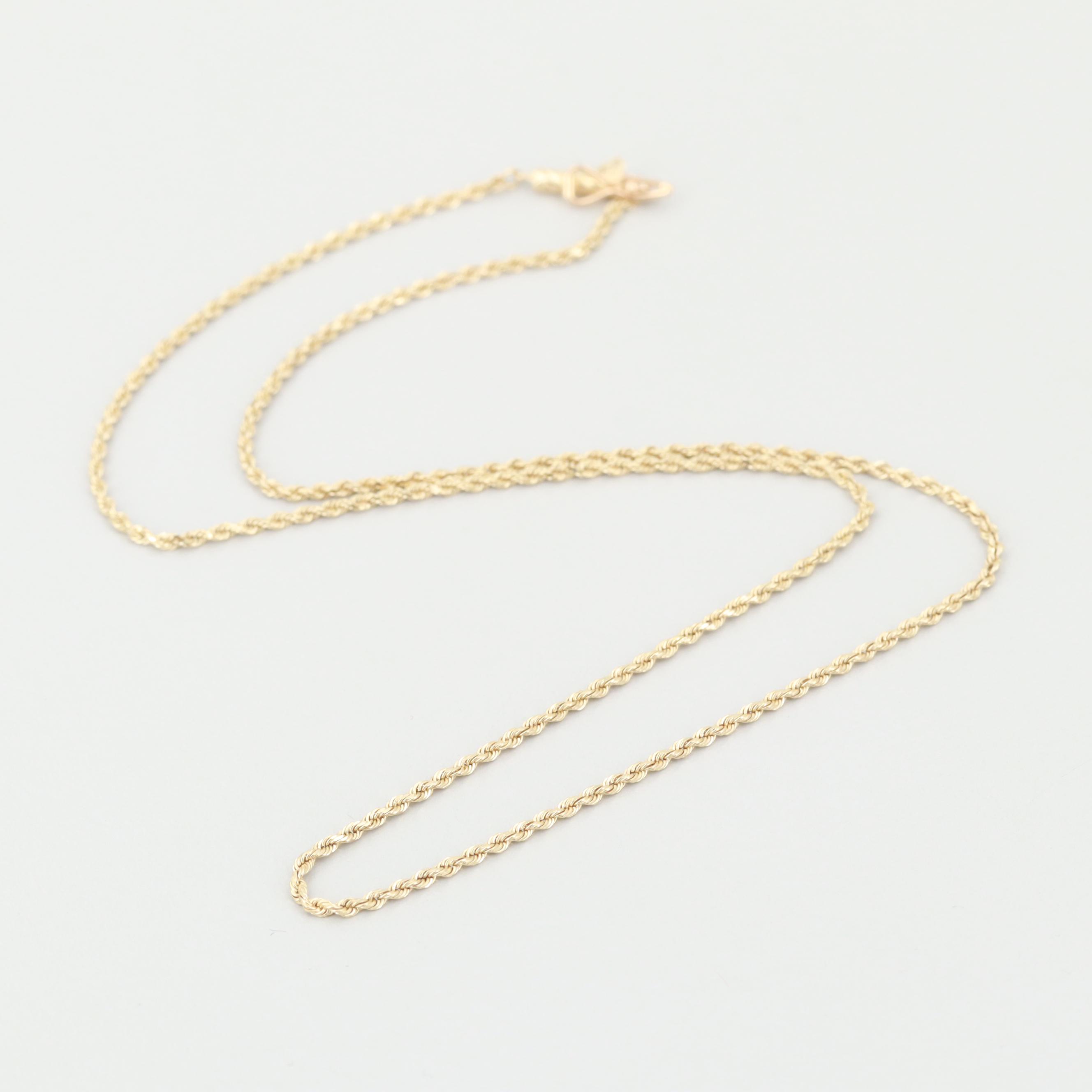 14K Yellow Gold Rope Chain Necklace