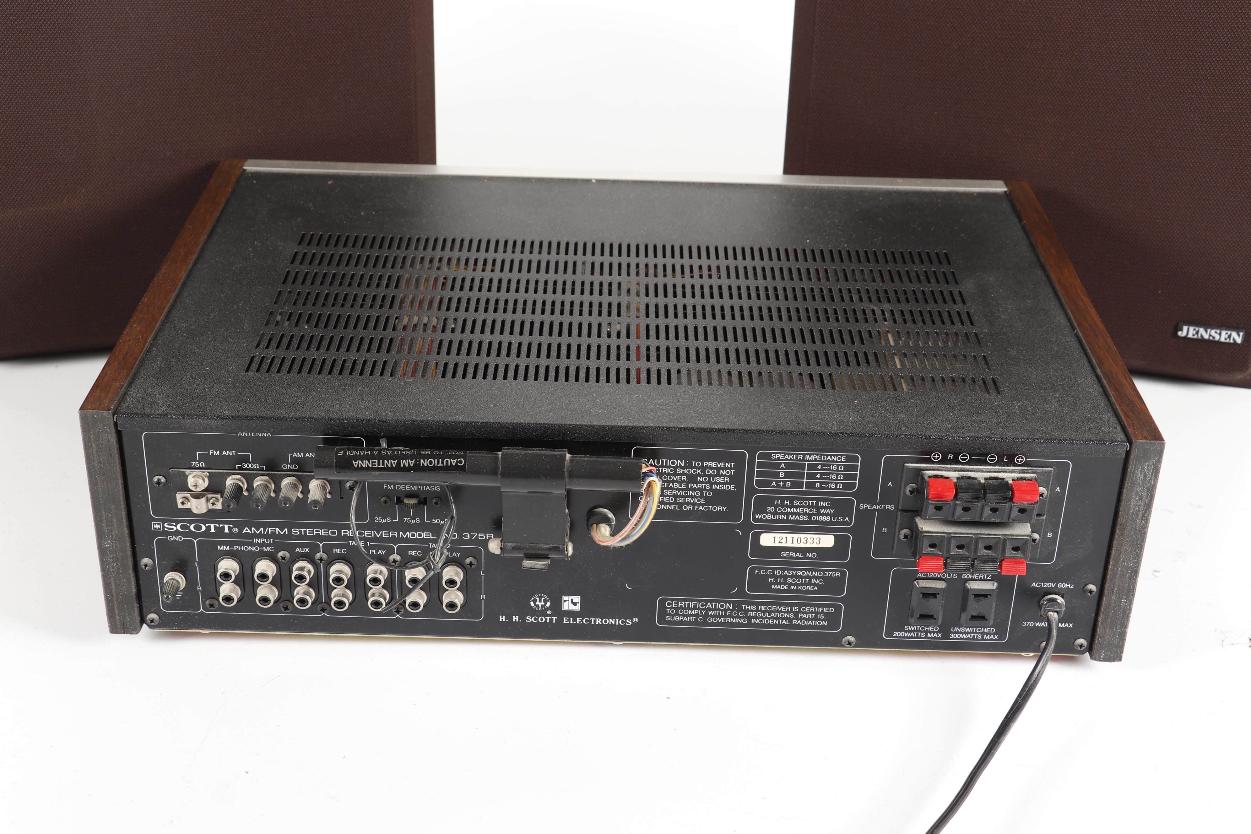 Scott 375R AM/FM Stereo Receiver with Jensen System 400 Speaker System