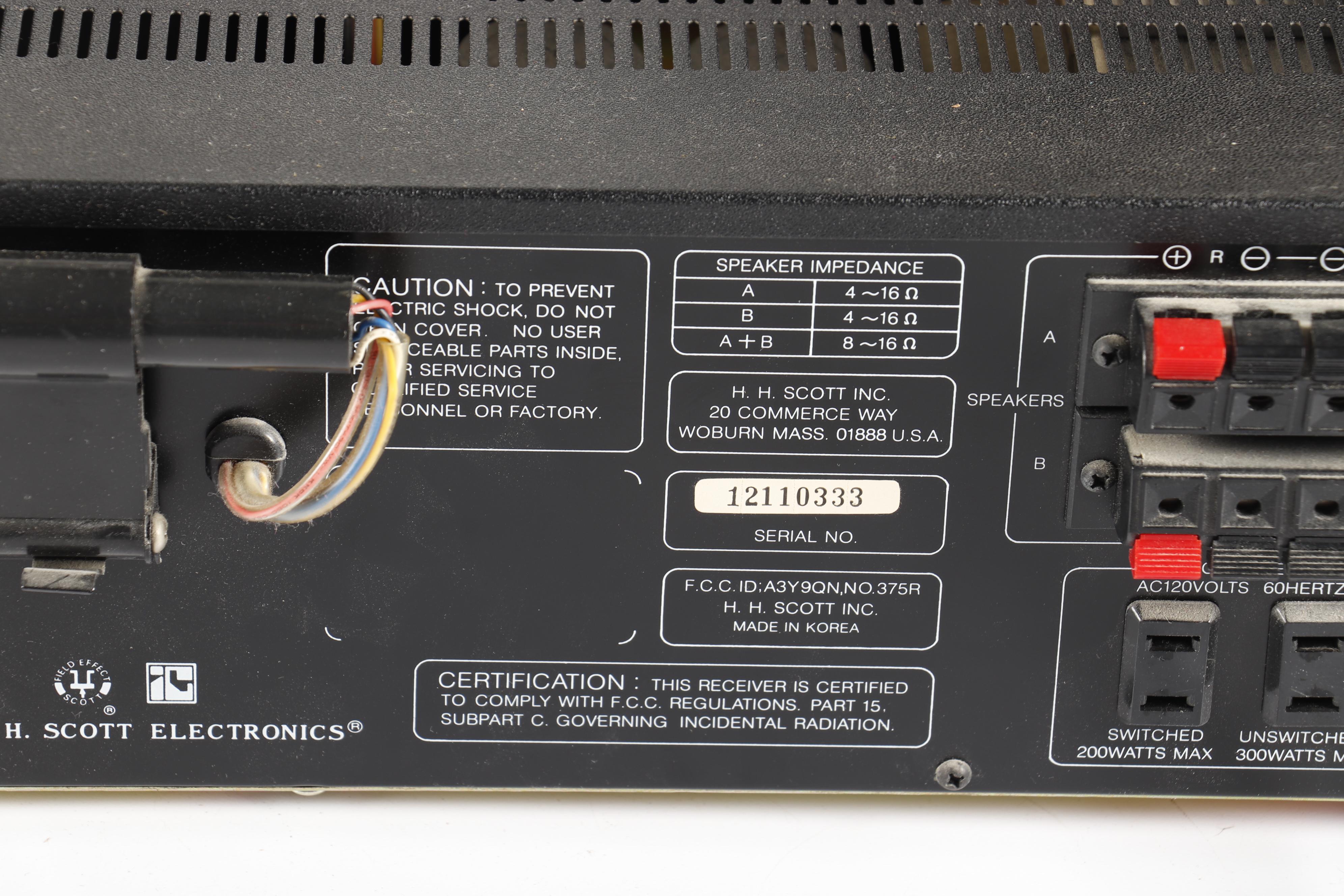 Scott 375R AM/FM Stereo Receiver with Jensen System 400 Speaker System