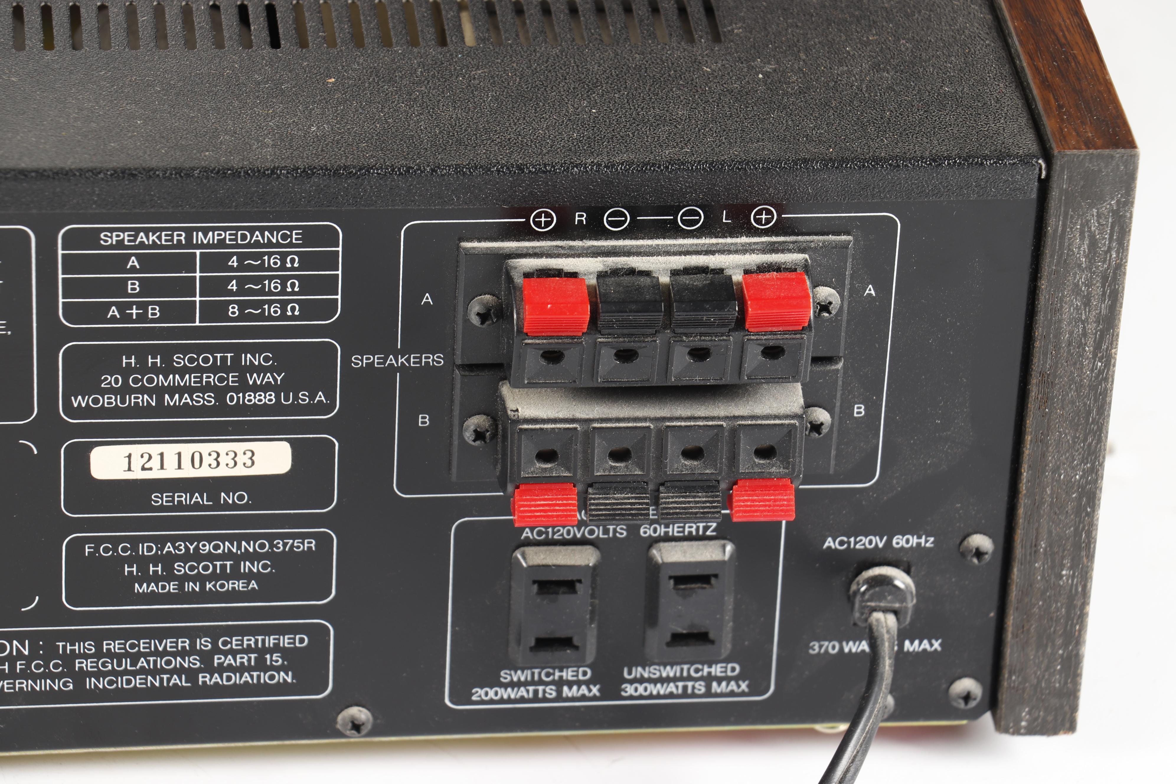 Scott 375R AM/FM Stereo Receiver with Jensen System 400 Speaker System