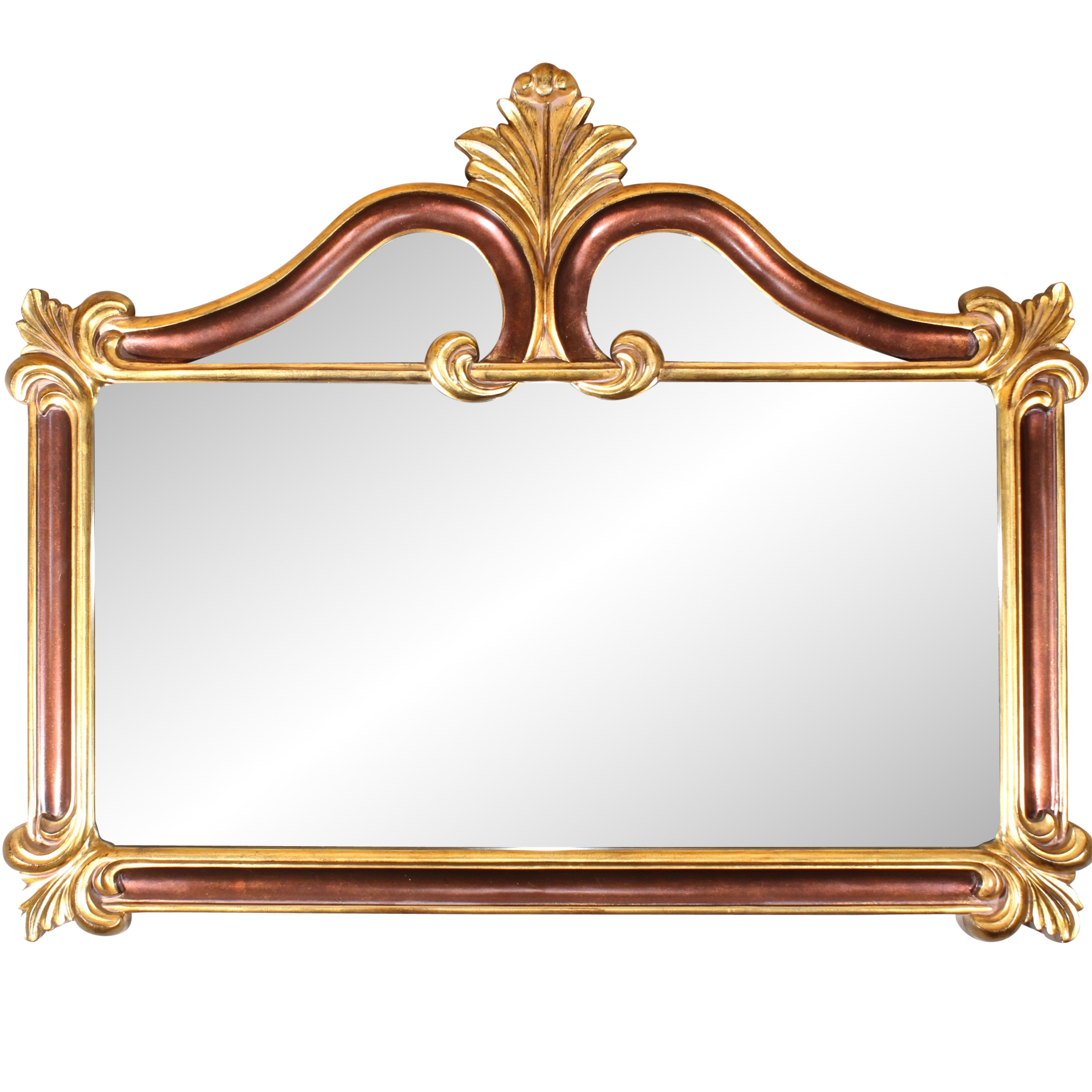 Italianate Gold and Bronze Tone Overmantel Mirror, Contemporary