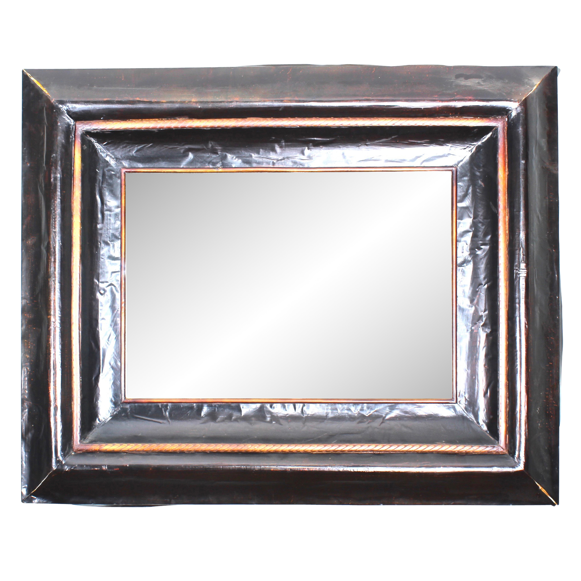 Tin Veneer Framed Beveled Mirror