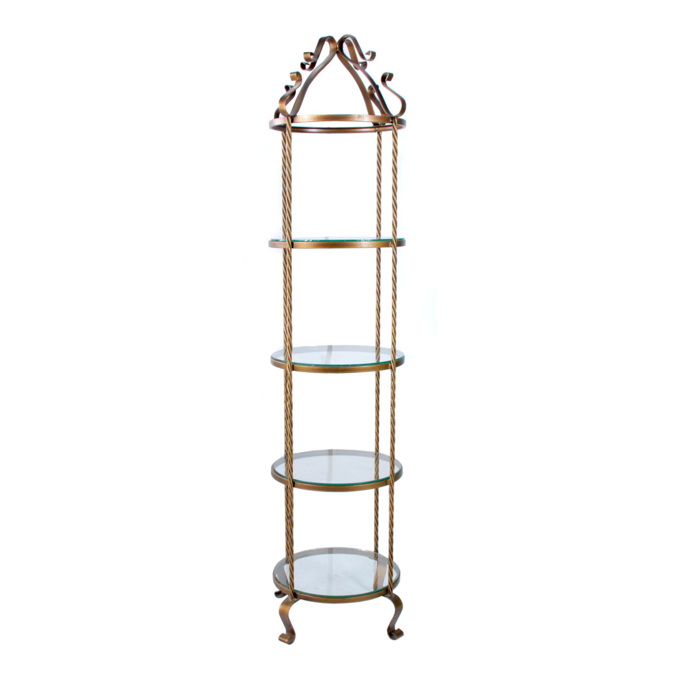 Contemporary Gilt-Metal and Glass Four-Tier Étagère